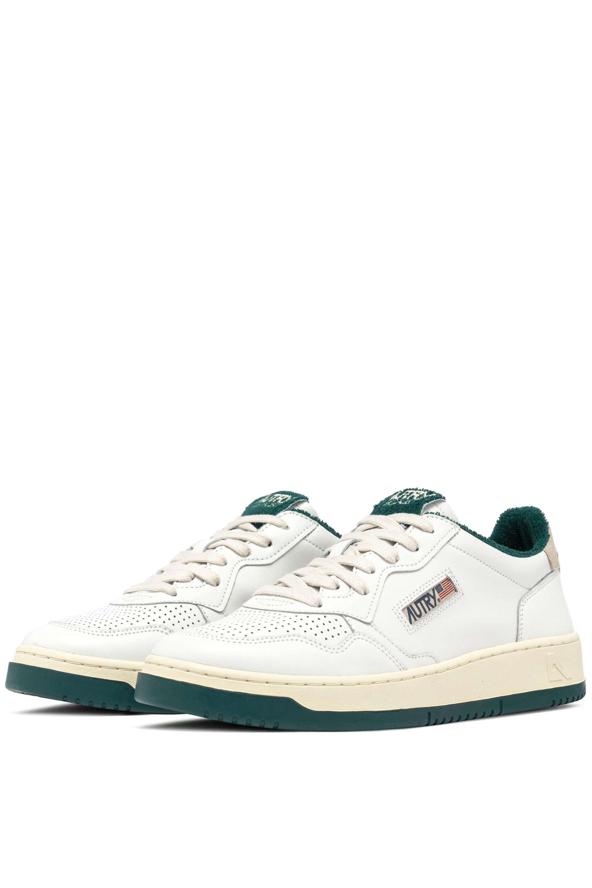 Autry Sneaker Medalist in pelle con dettagli in spugna verde AULM VS06 WHT/FOR 