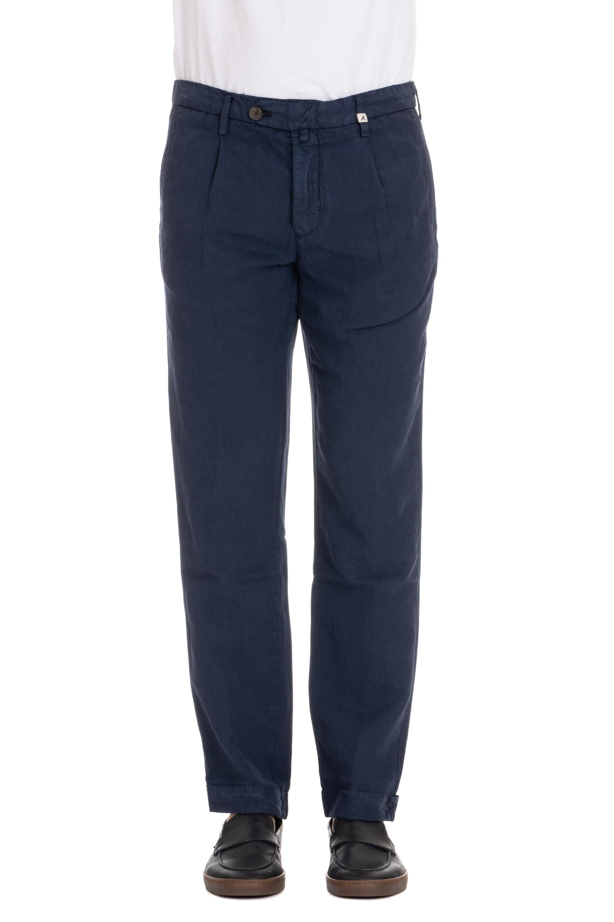 Pantalone chino in cotone-lino mod. Zeus 24M19L 80 03 Myths 
