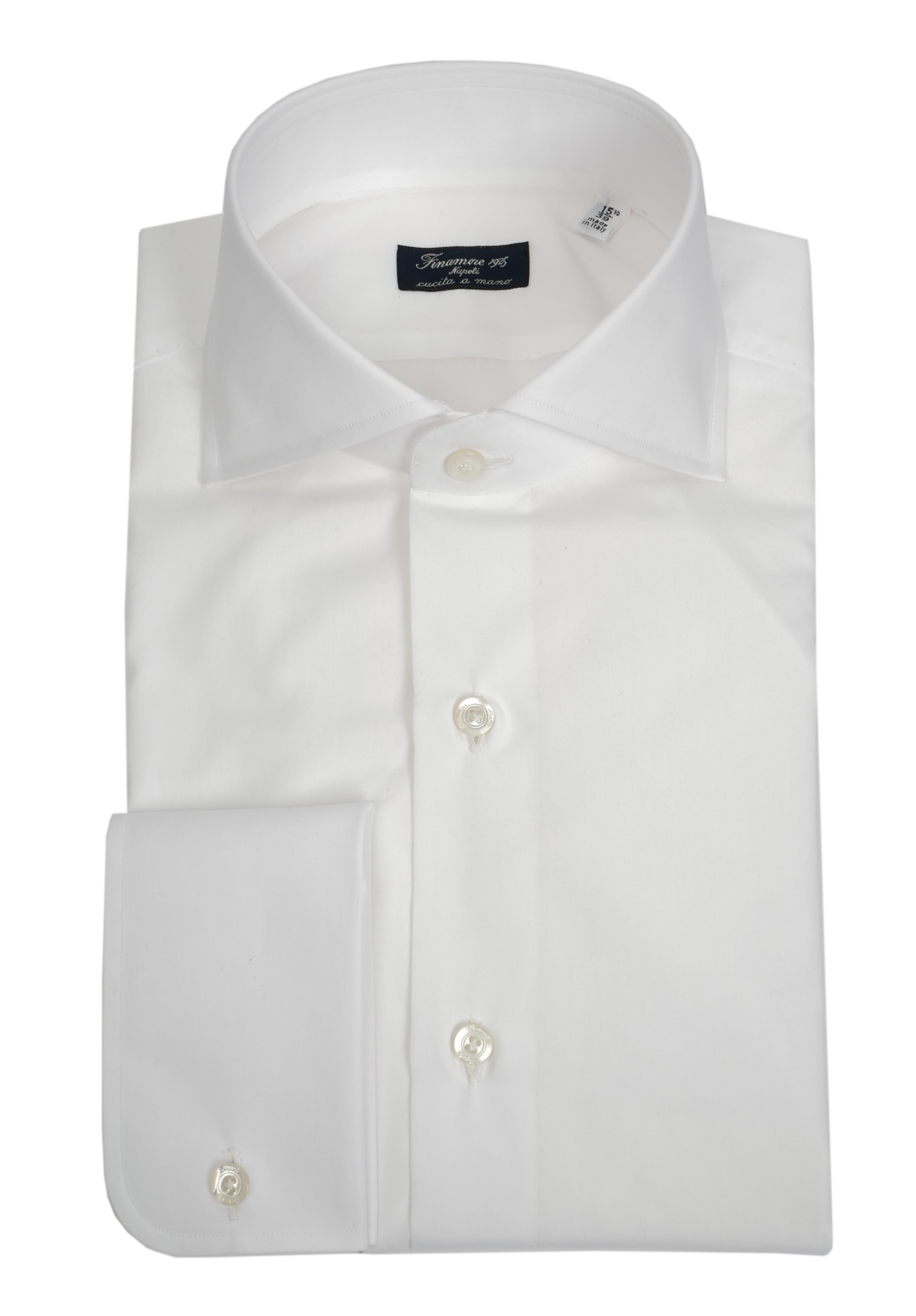 Finamore Camicia sartoriale in cotone popeline doppio ritorto polsino gemelli linea napoli N-14001-C0147/G-EDUARDO 1 