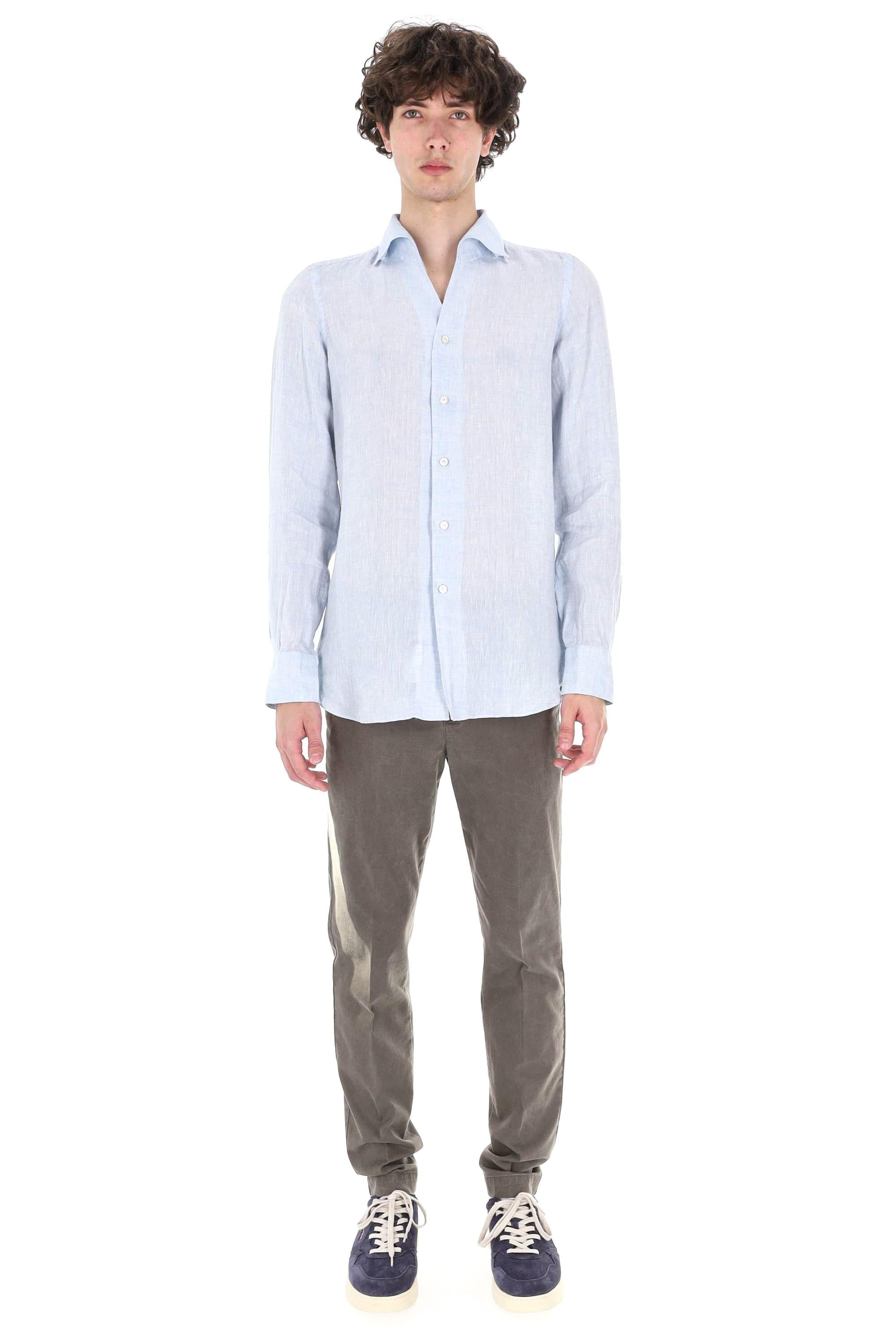 Finamore Camicia sartoriale Ustica in puro lino open collar GT18 010608 C0032 02 