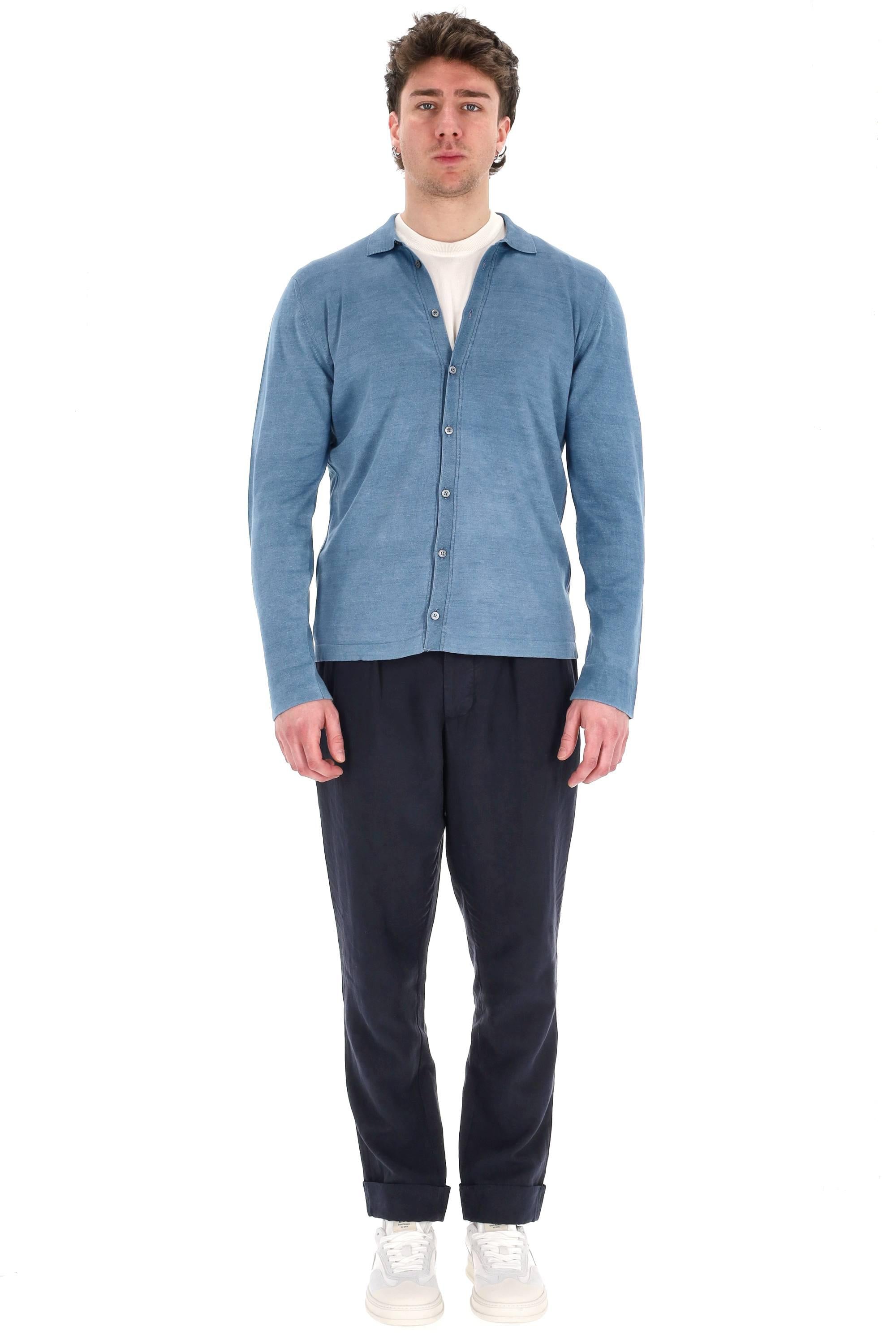 Camicia manica lunga in denim effetto brinato D0C111DB 001 Drumohr 