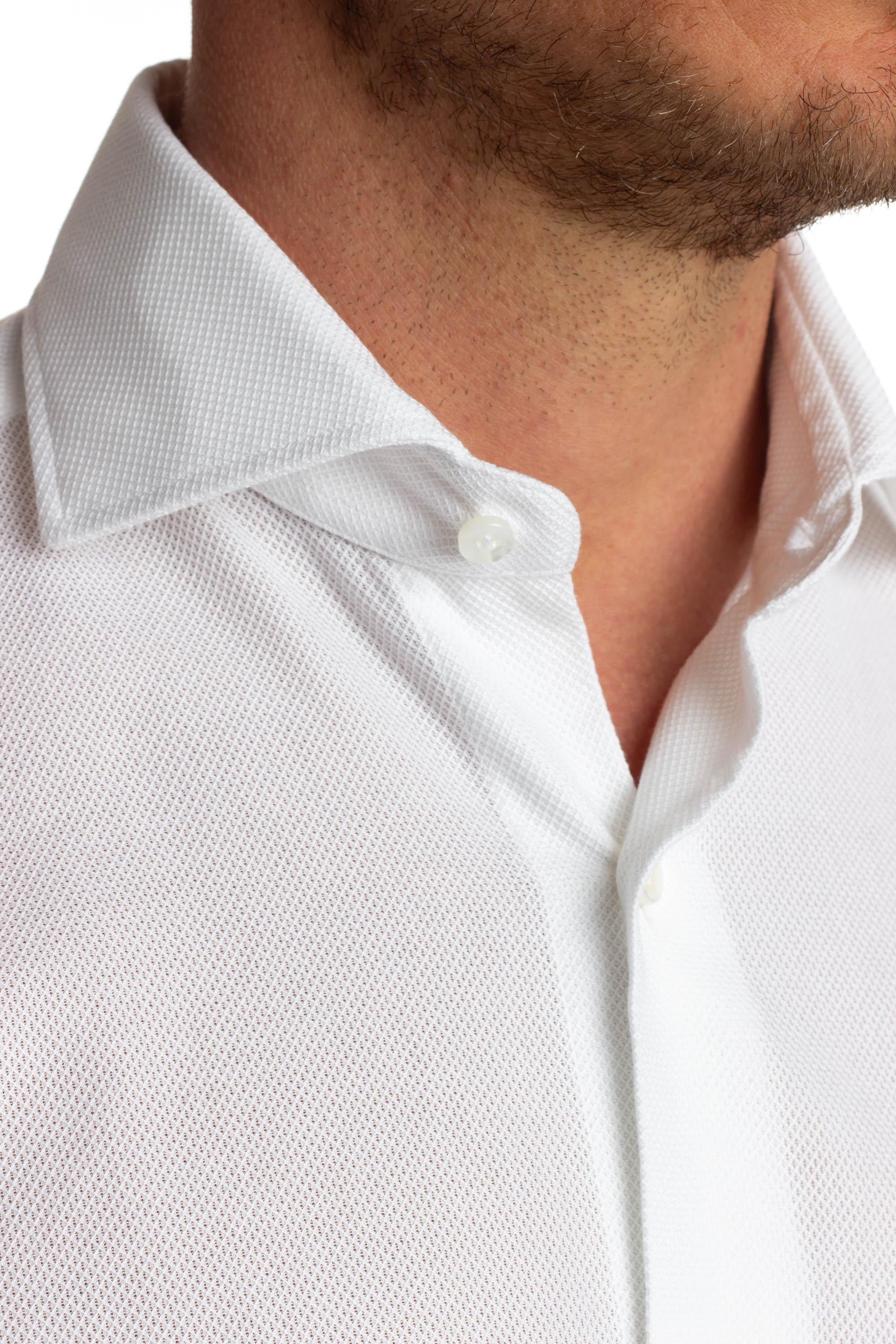 Camicia sartoriale a nido d'ape stretch Etichetta Culto K1U13P0140108.U 0001 Barba 