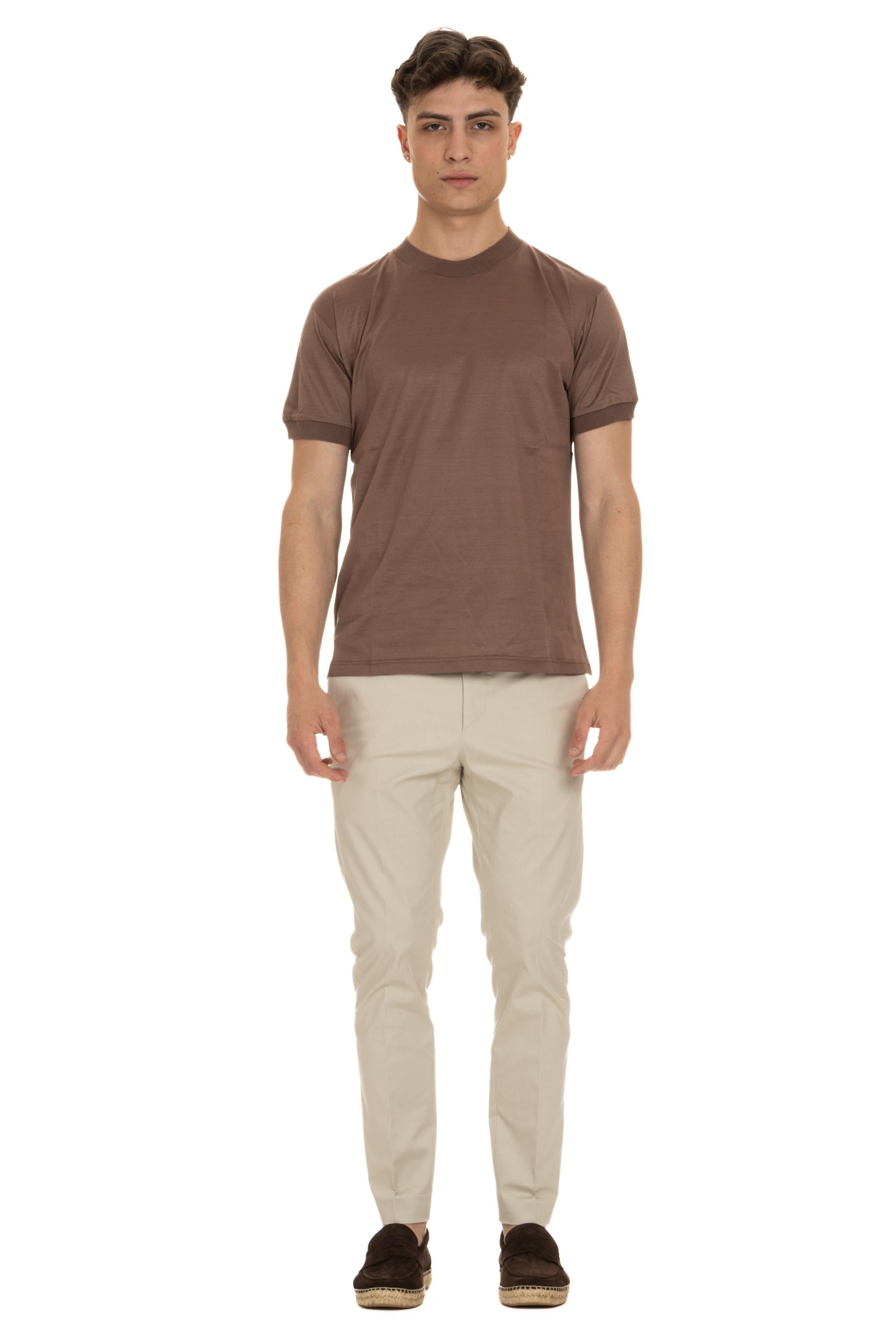 T-shirt in cotone mercerizzato<BR/> KEYS PWE24-04/4 COGNAC Tagliatore 