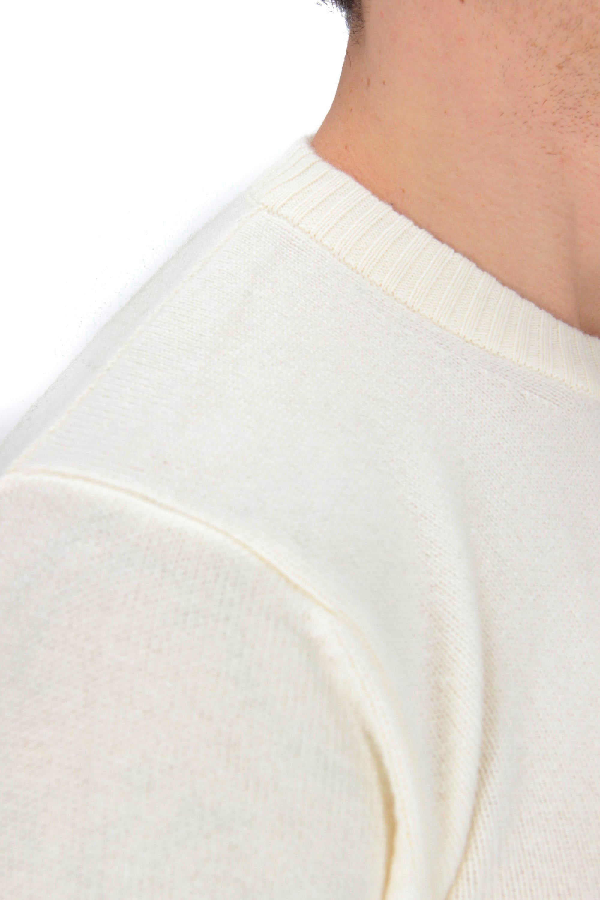 Herno Maglia girocollo in lana-cashmere toppe camoscio MG000145U 1000 
