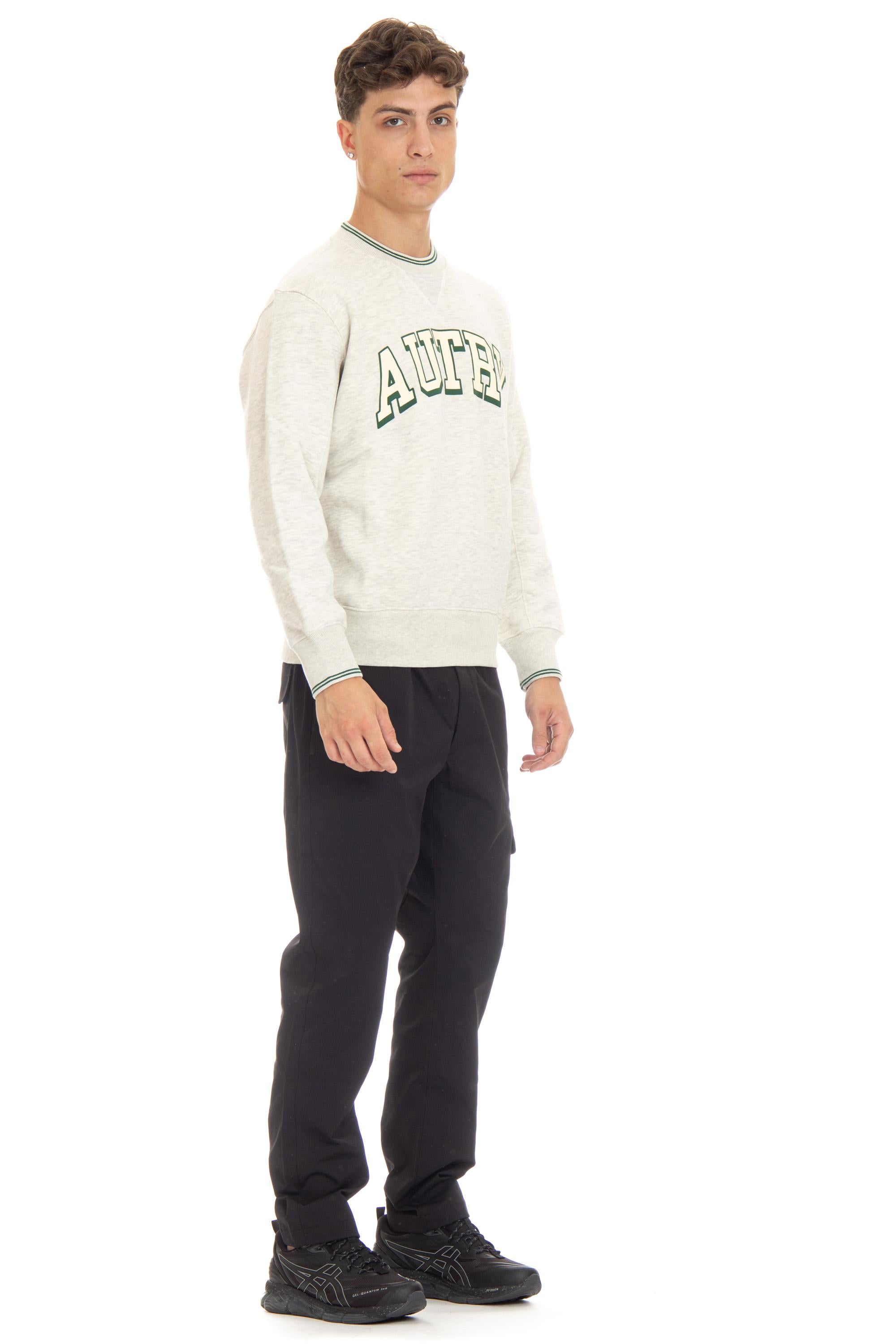 Felpa girocollo in cotone con logo SWPM 03H1 WH/GRN Autry 