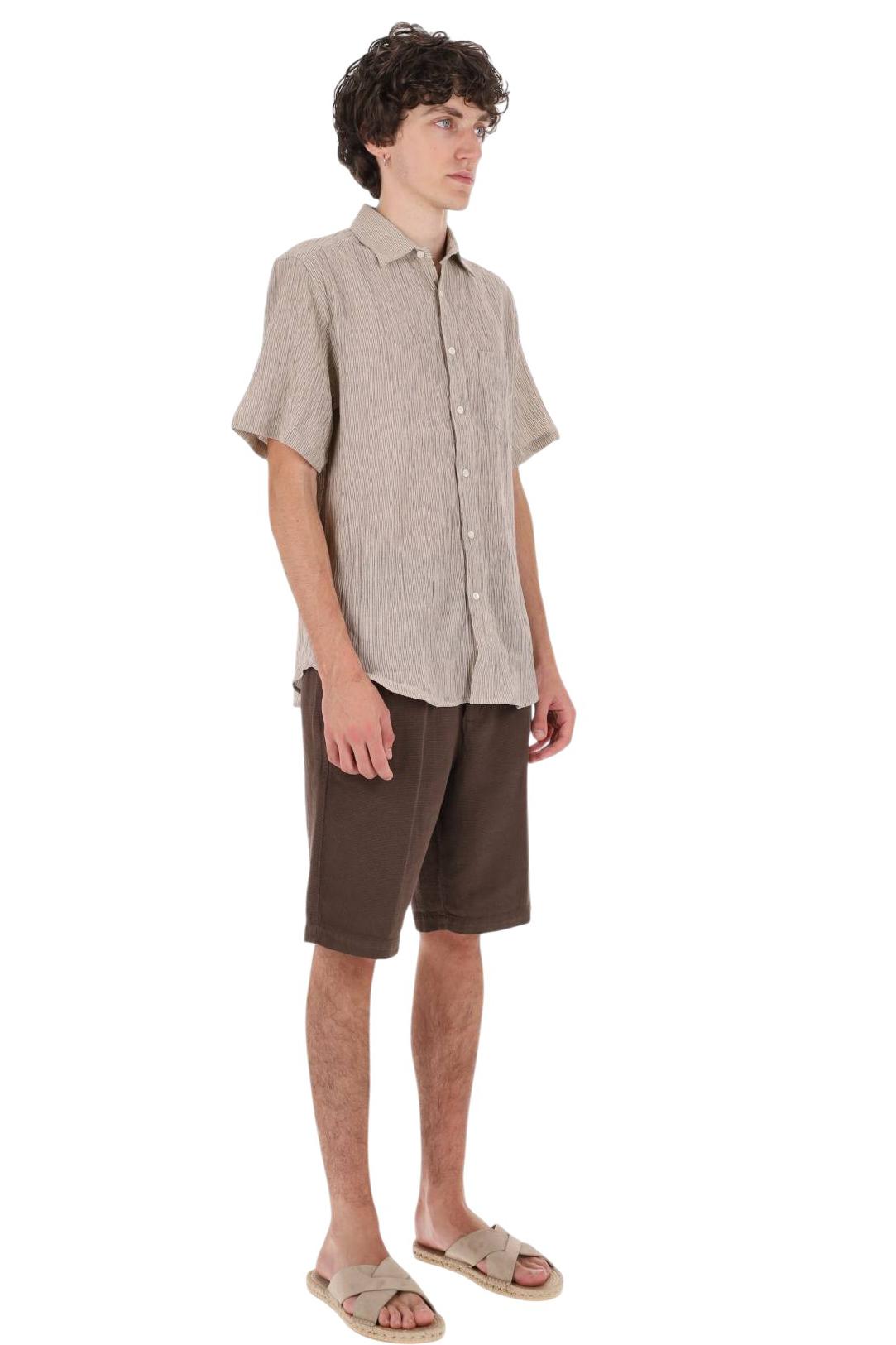 Portuguese Flannel Camicia mezza manica in cotone-lino 001 SAND 