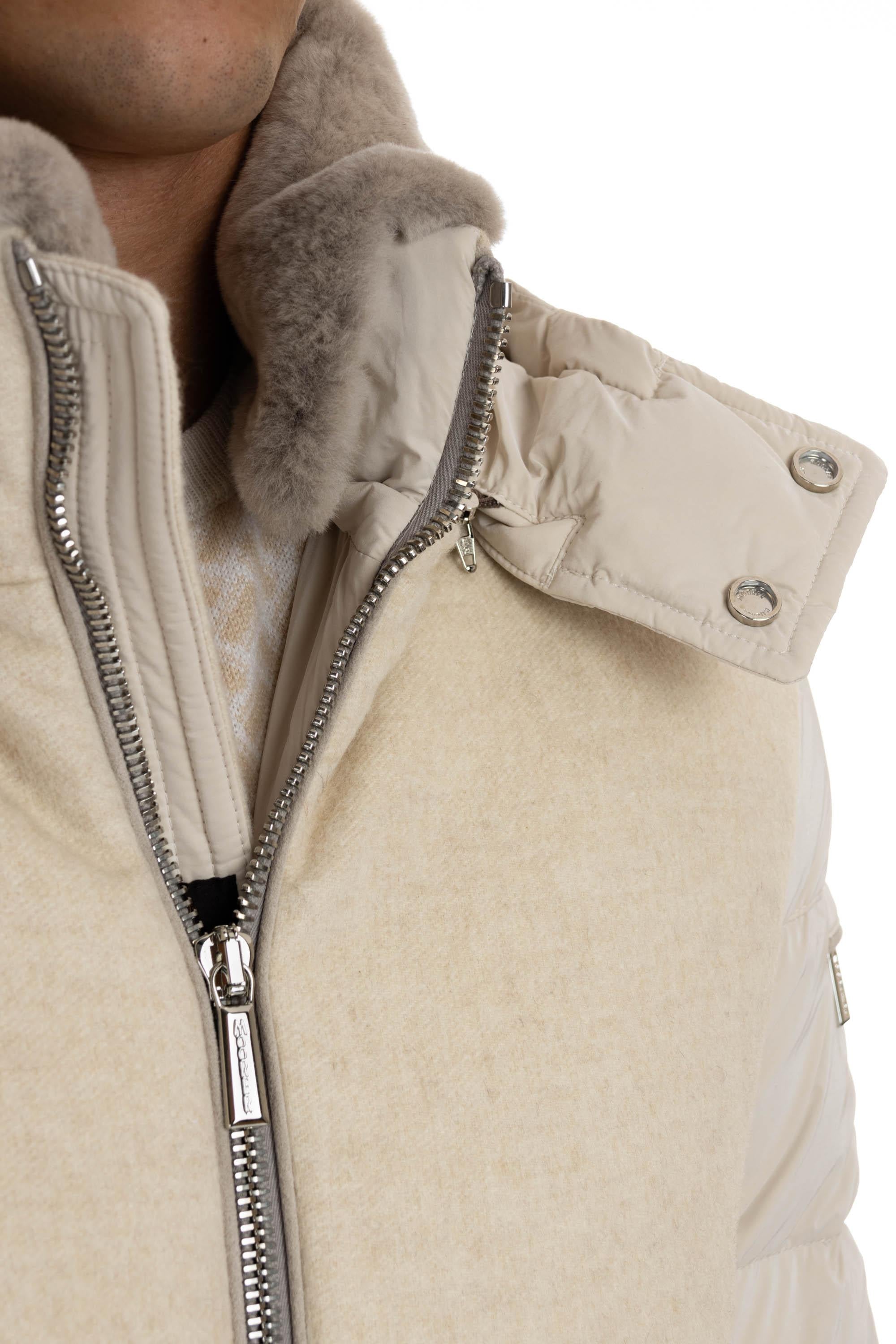 Piumino in cashmere Yangir modello Impero-Y IMPERO-Y SABBIA Moorer 