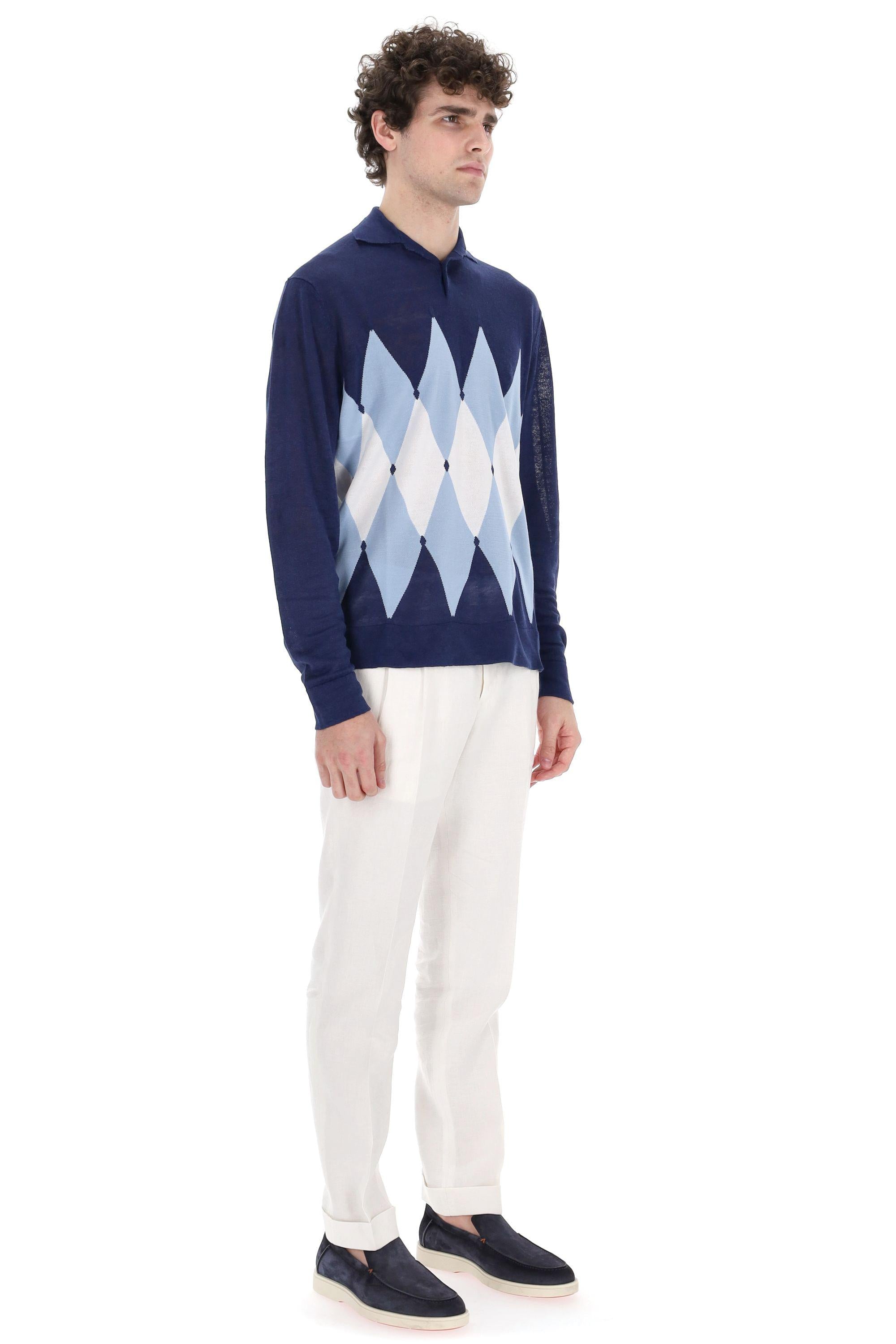 Polo manica lunga in lino-cotone Diamond B2W082 14L20-3 93592 Ballantyne 