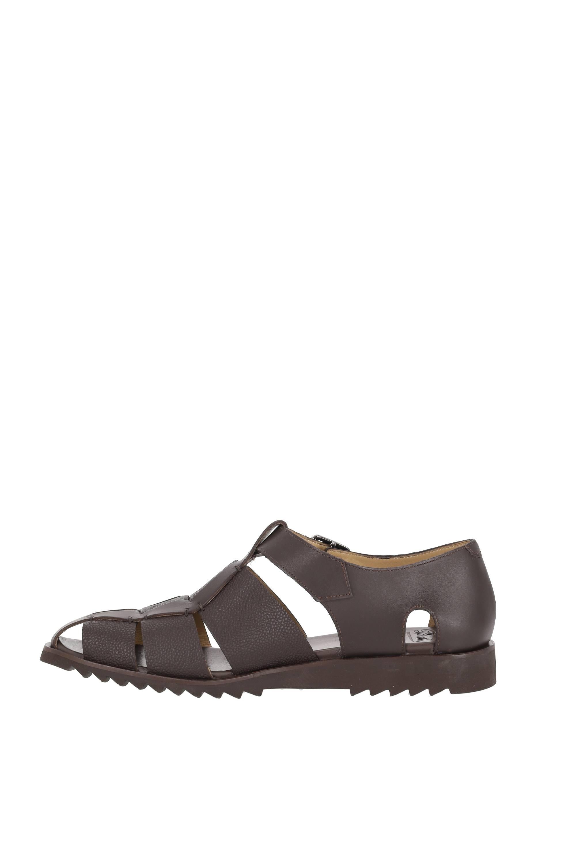 Paraboot Sandalo artigianale a ragnetto in pelle di vacchetta 123366 MARRON-LIS/GR CAFE 