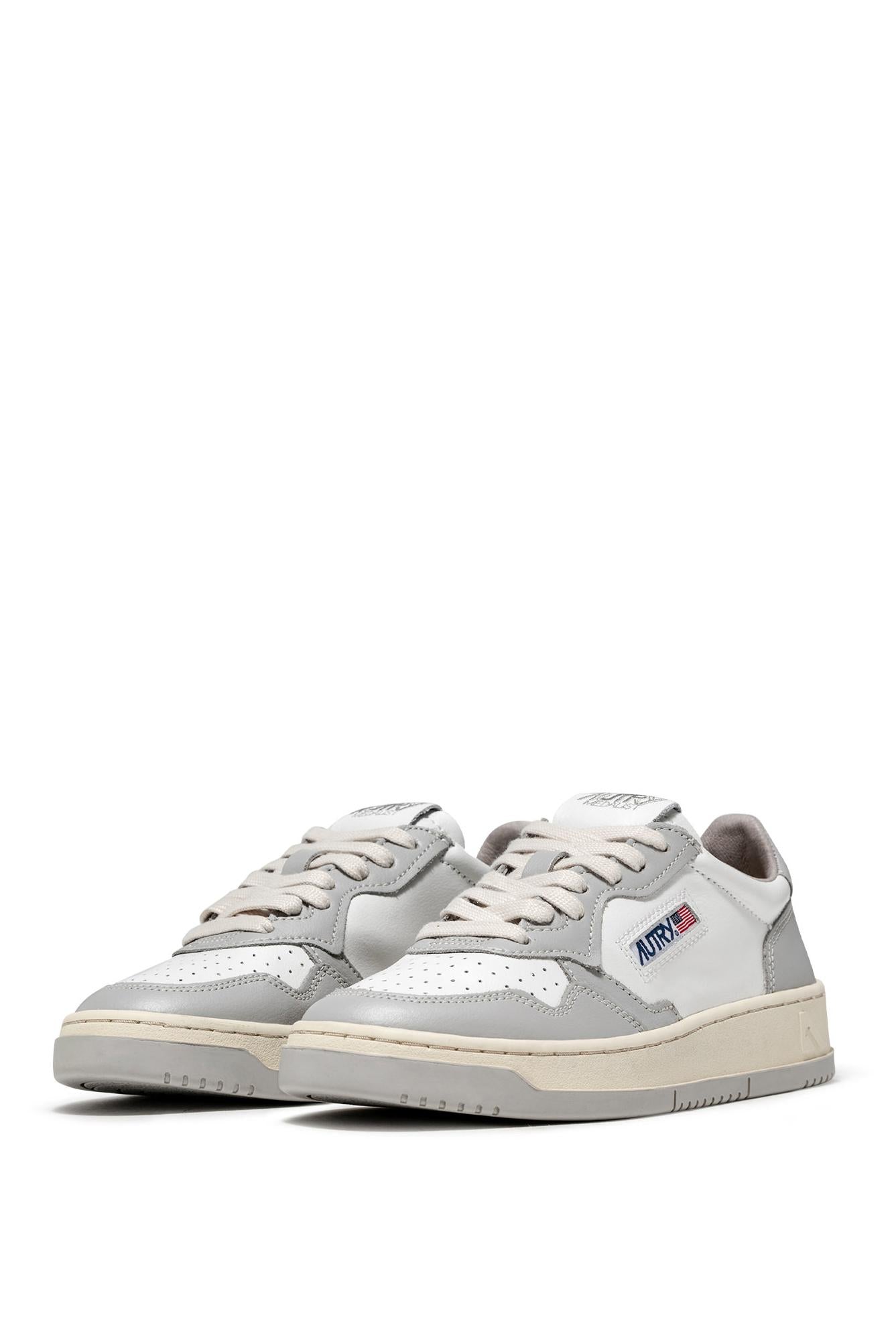 Autry Sneaker Medalist in pelle bimateriale bianco-grigio AULM-WB10 WHT/VAPOR 
