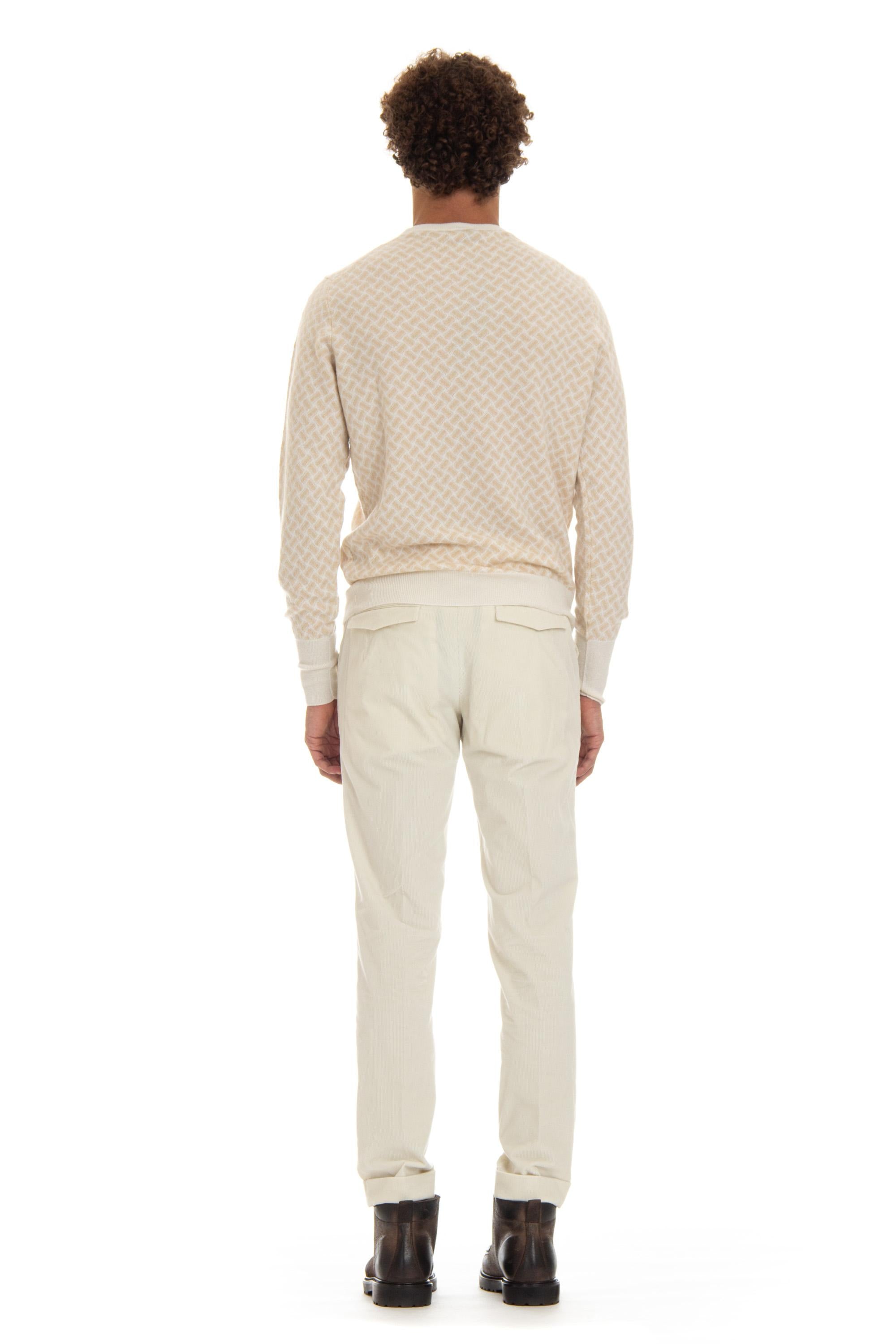 Maglia girocollo fantasia biscottino in cashmere D2K103.5 RB19 Drumohr 