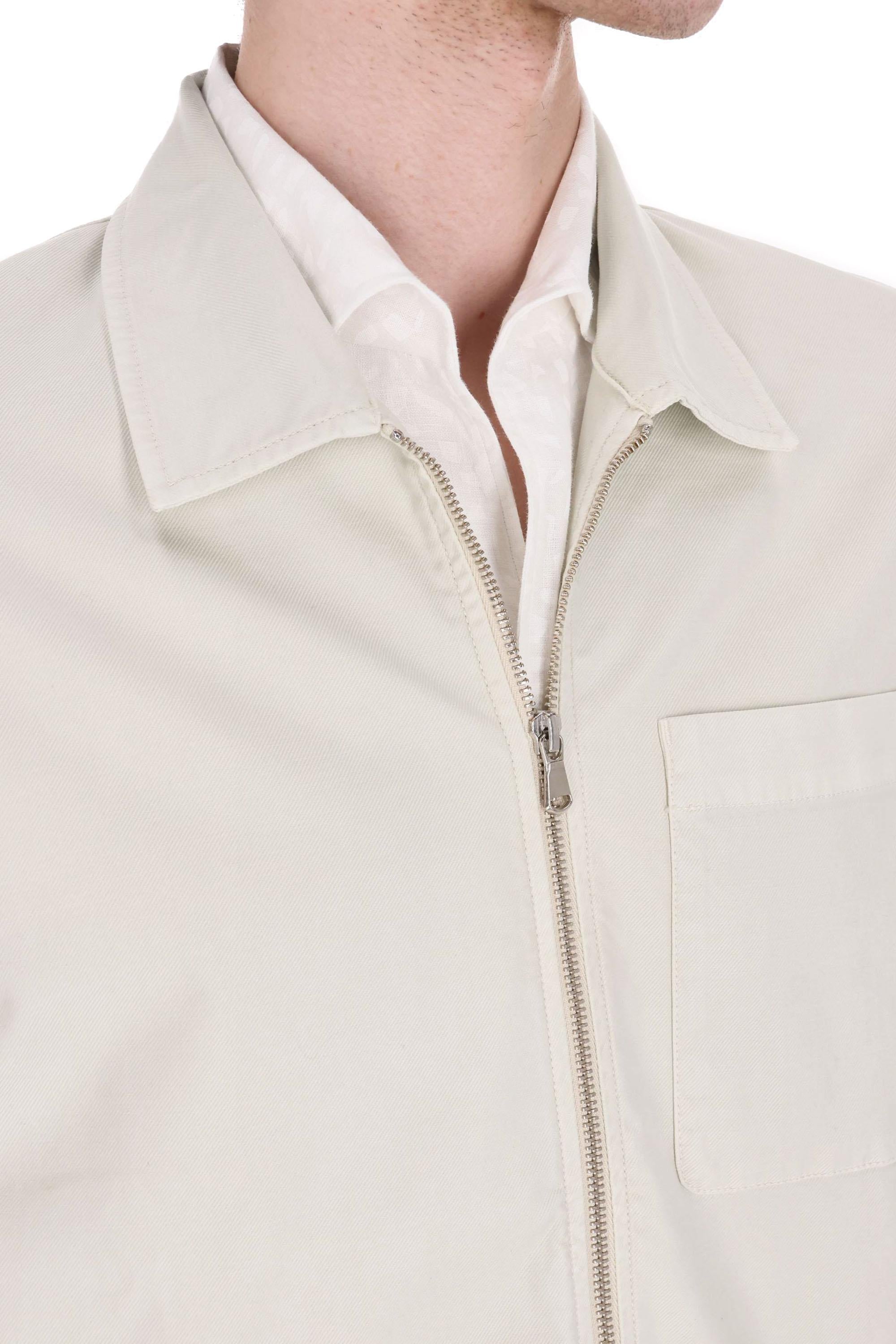 Officine Générale Overshirt full zip in twill di cotone/lyocell mod. Malo MOVS070 MOON 