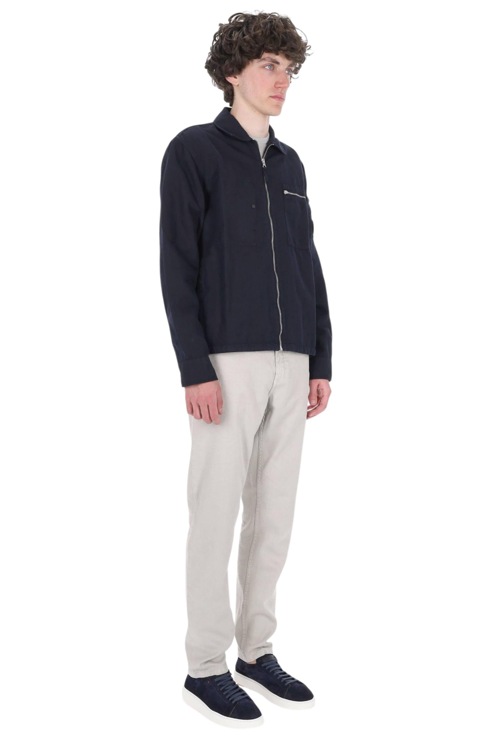 CP Company Overshirt con zip in cotone-lino 20CMOS226A 110626G 888 