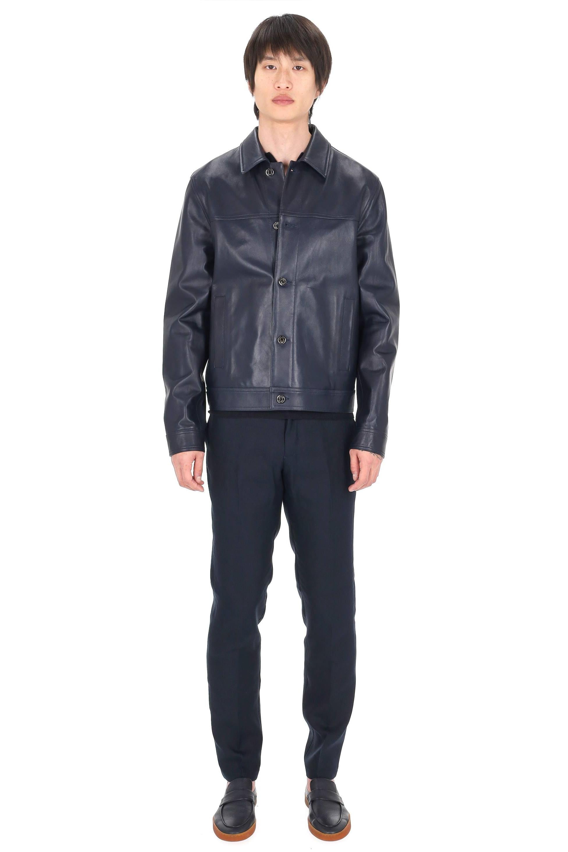 Jacob Cohen Giubbino trucker in pelle nappa guanteria H0079-080-D1392 Y99 