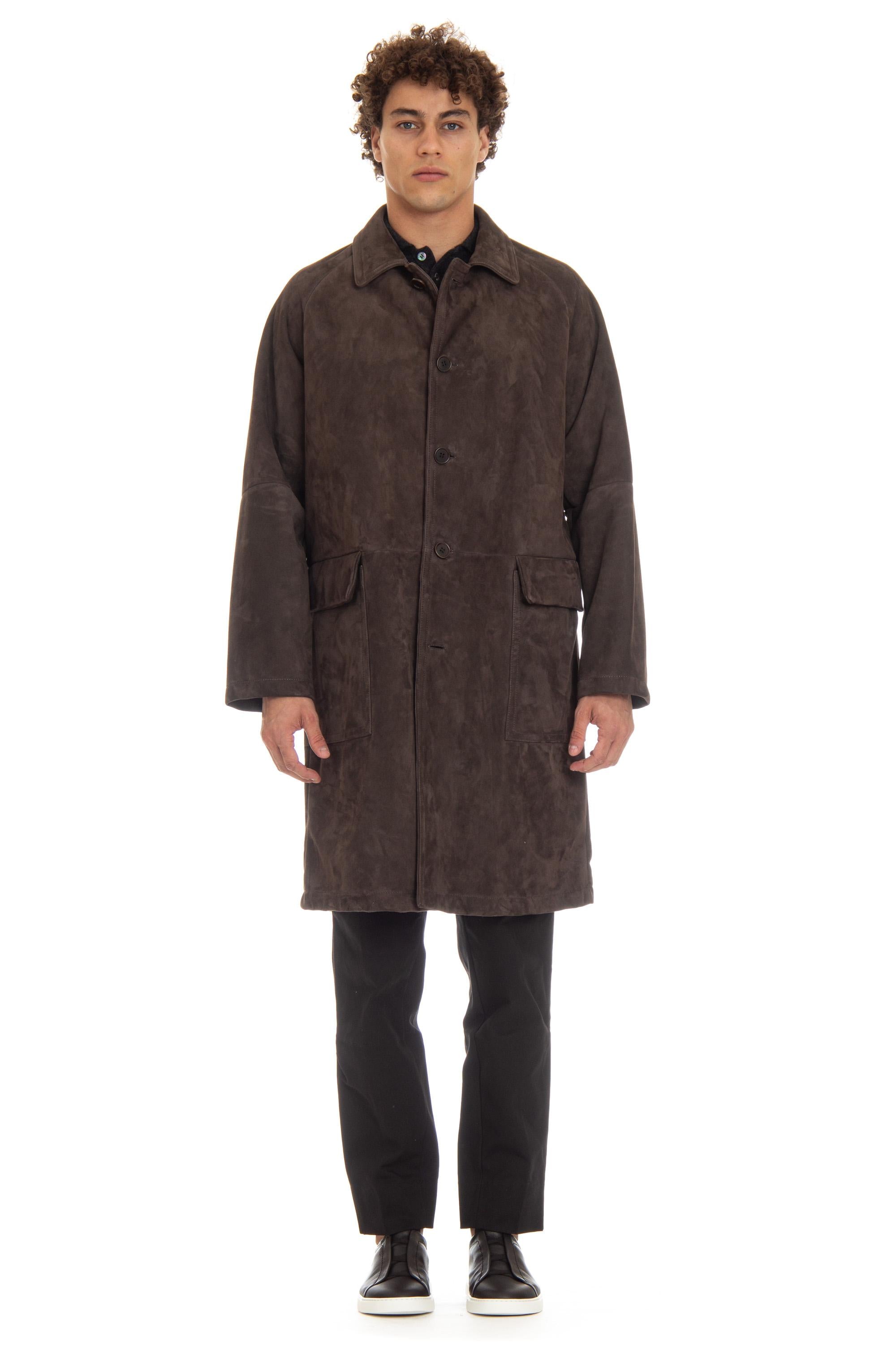 Cappotto in pelle scamosciata 47557-U BROWN Salvatore Santoro 