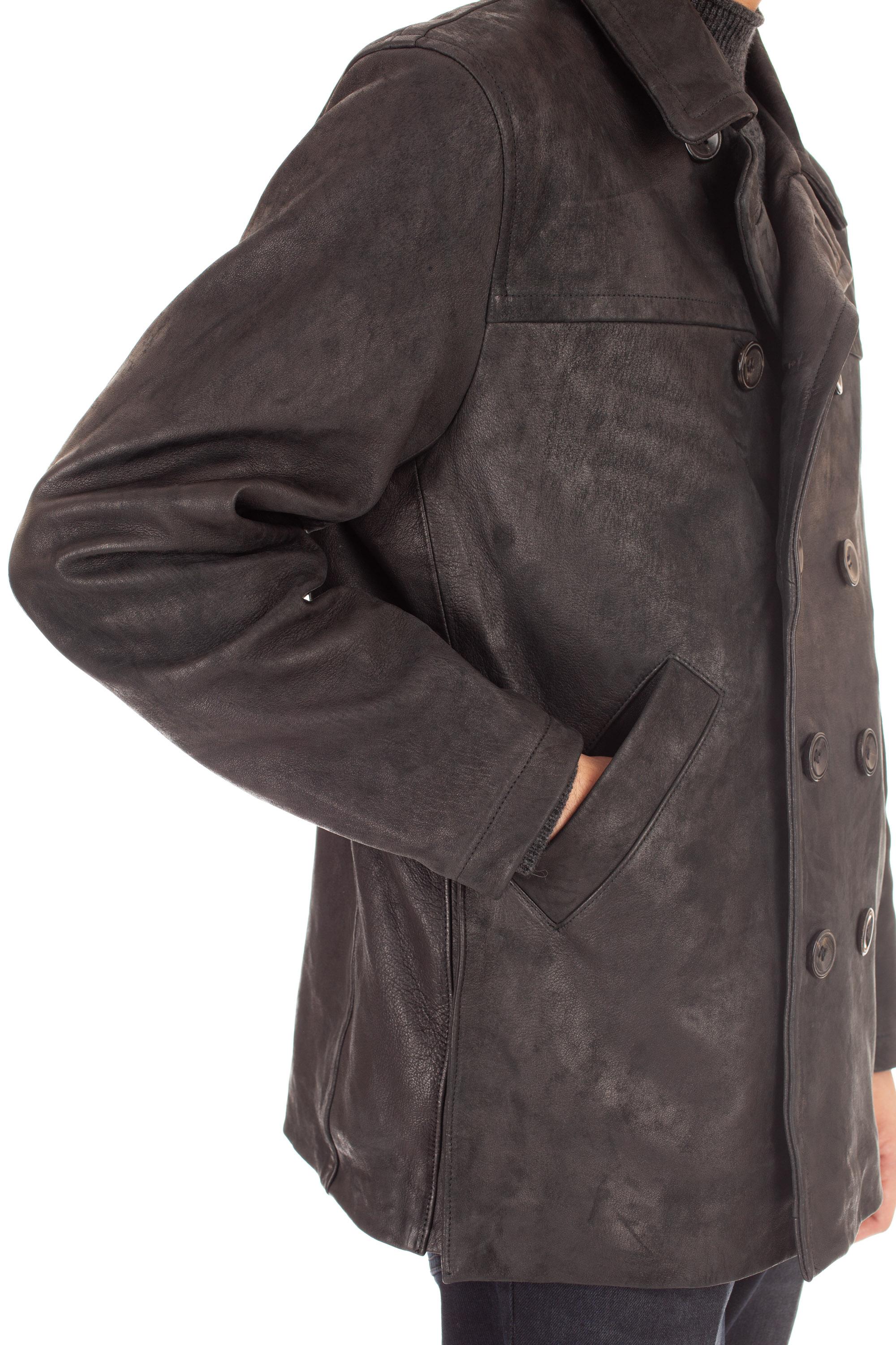 Giorgio Brato Peacoat artigianale in pelle GU24F18002VBRUSH NERO 
