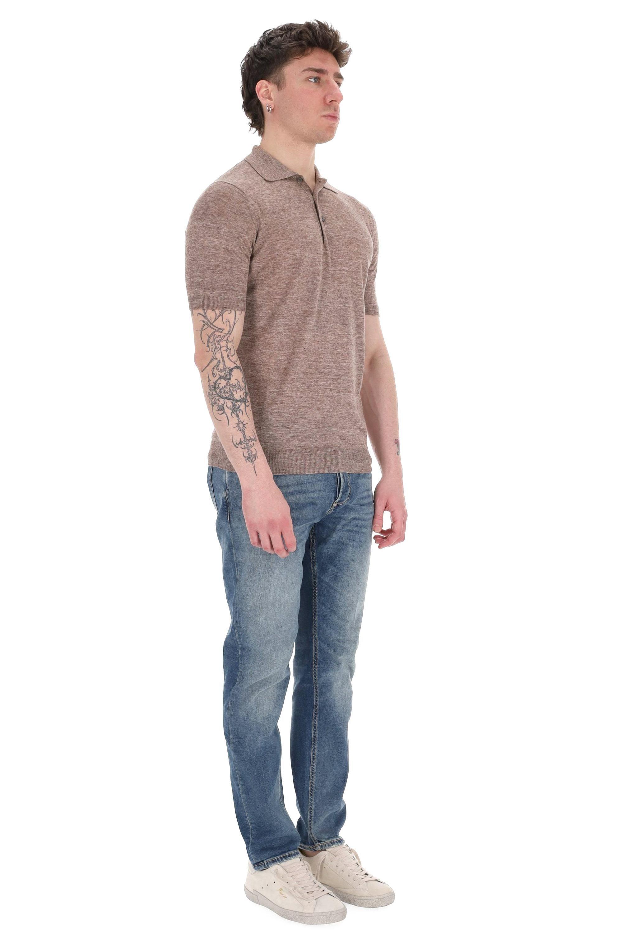 Polo in puro lino melange 24804 57587 140 Barba 