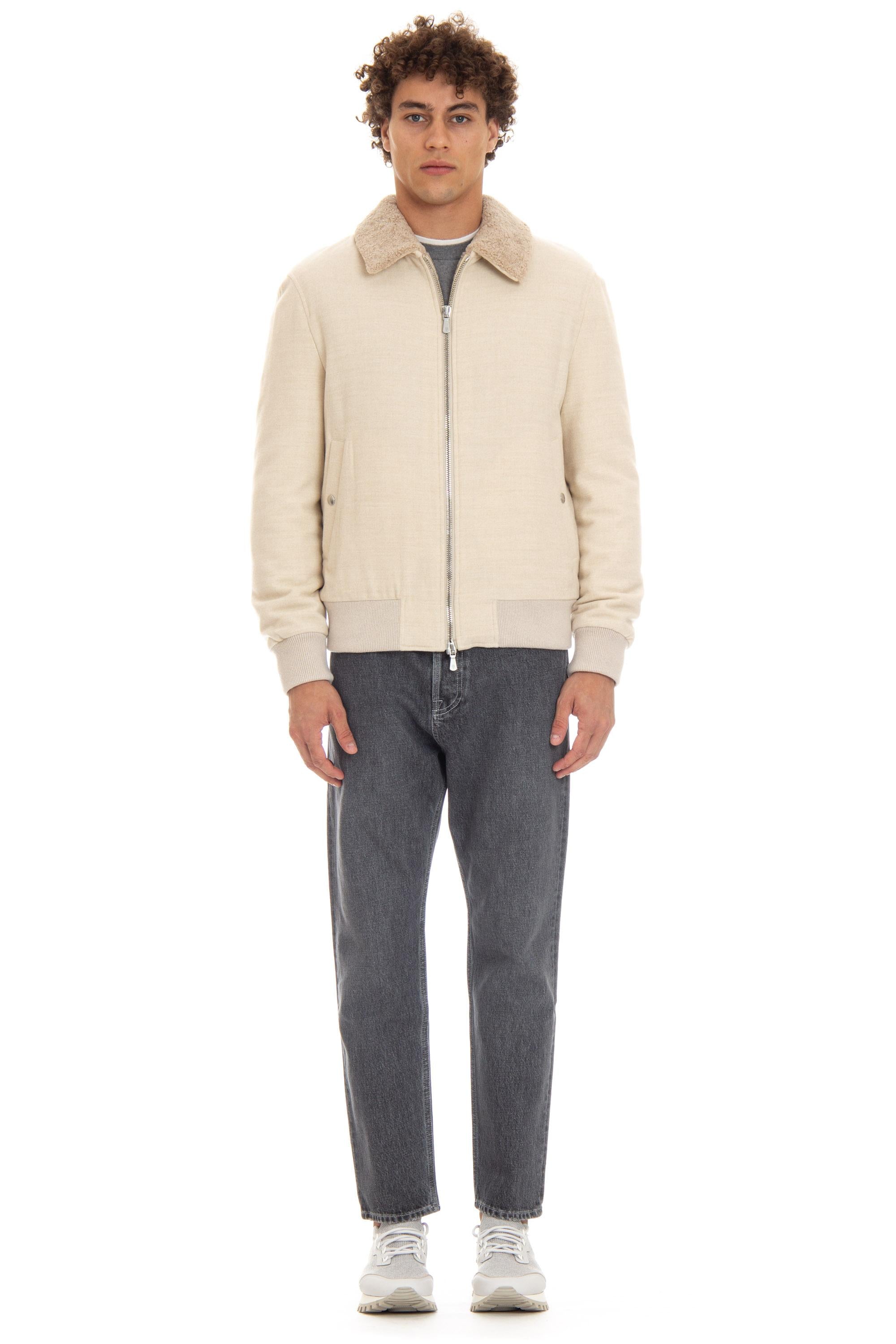 Bomber in lana con interno in merinos riccio J75GBTJ28 TES0H111 02N Eleventy 