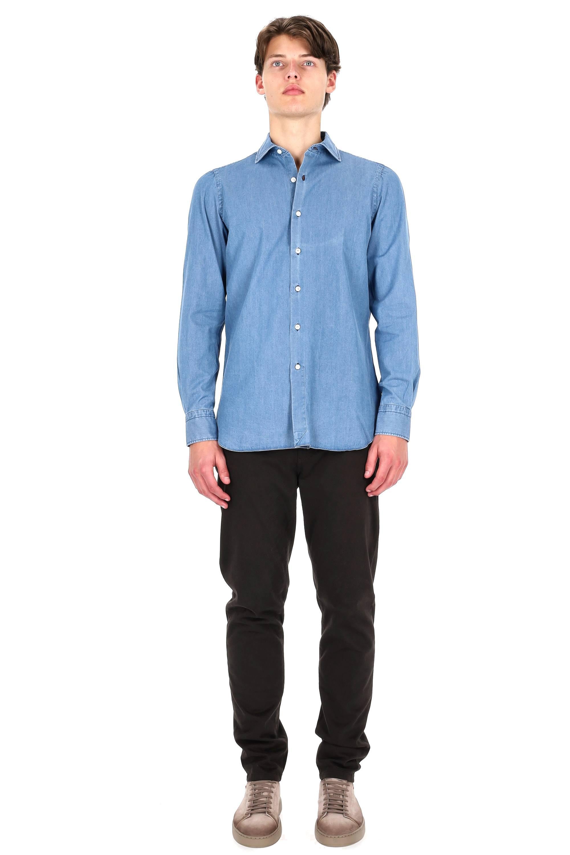 Finamore Camicia sartoriale in denim candeggiato linea Napoli NP13-019542-C0160D 11 