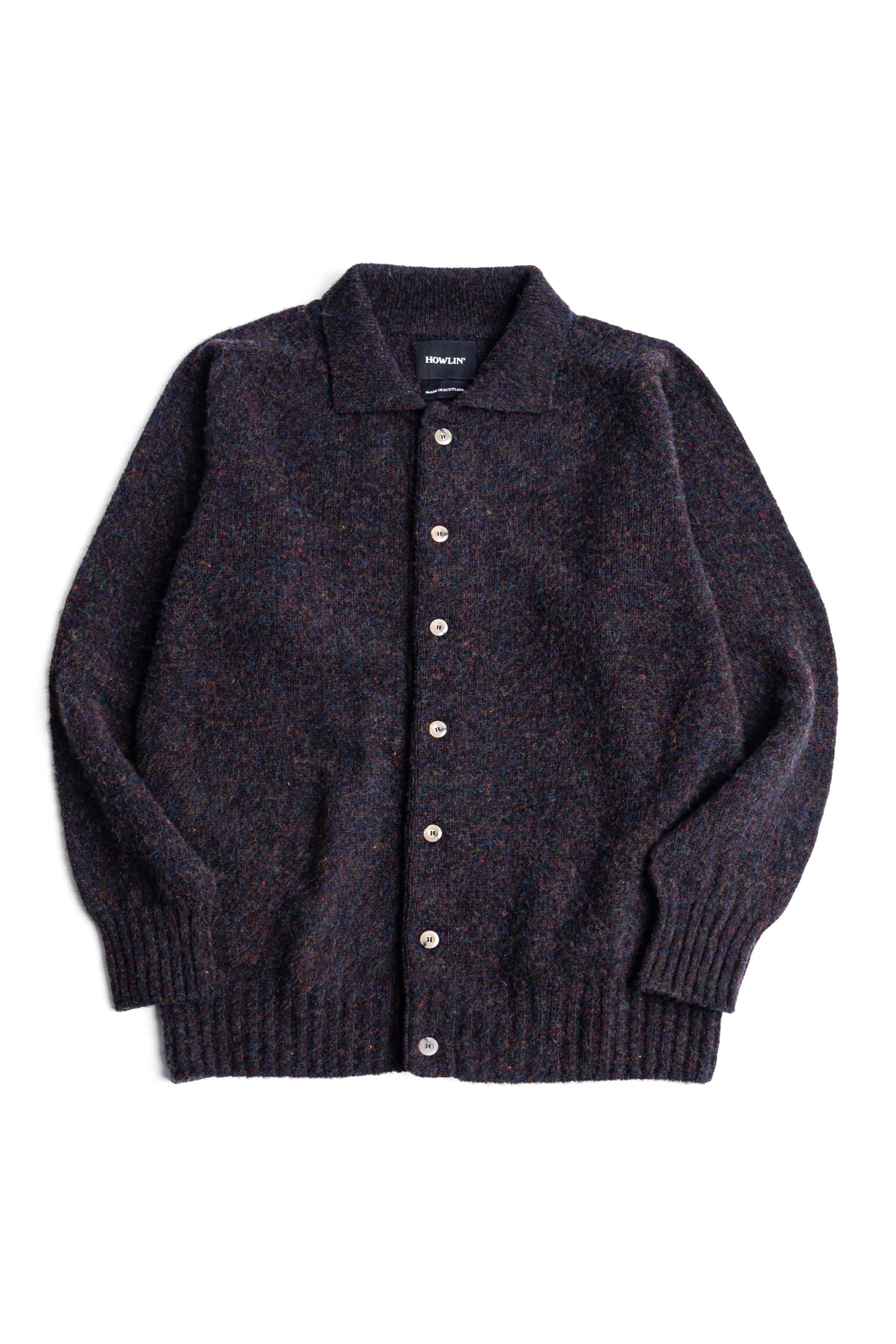 Howlin' Cardigan in lana shetland con collo camicia CREATURES OF THE MOON WOLF 