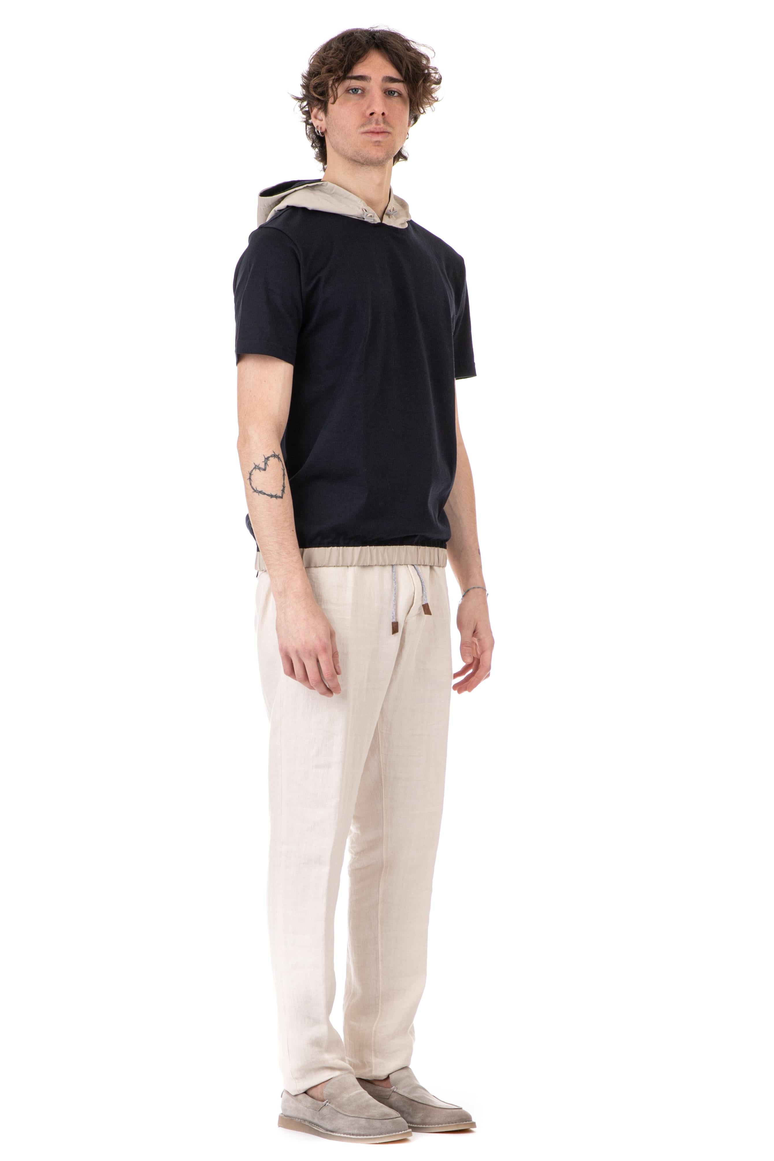 Eleventy T-shirt bimateriale con cappuccio G75TSHG16 TES0G214 11-02 
