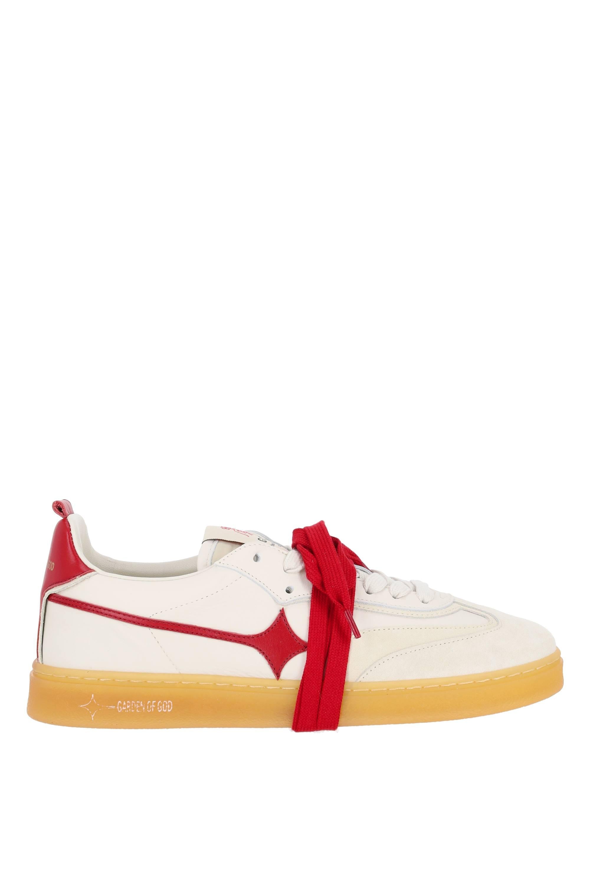 Garden of God Sneaker in pelle e camoscio con dettagli rosso mod. Earth EARTH/2 WHITE/DARK RED 