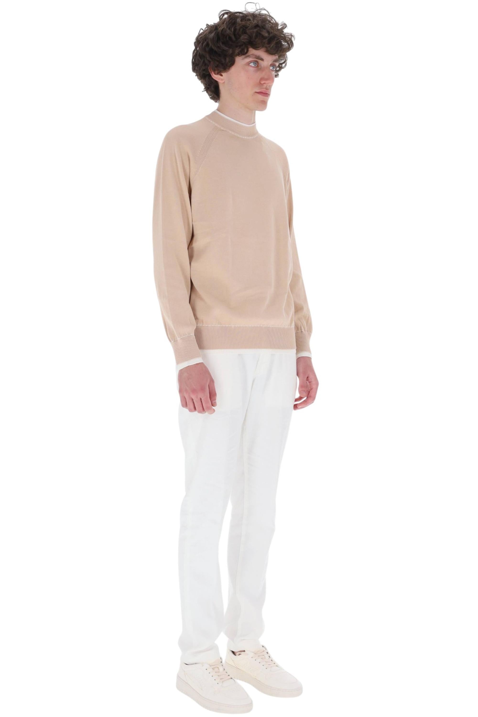Eleventy Maglia girocollo in cotone con doppi profili M76MAGM28 MAG0M015 102-01 