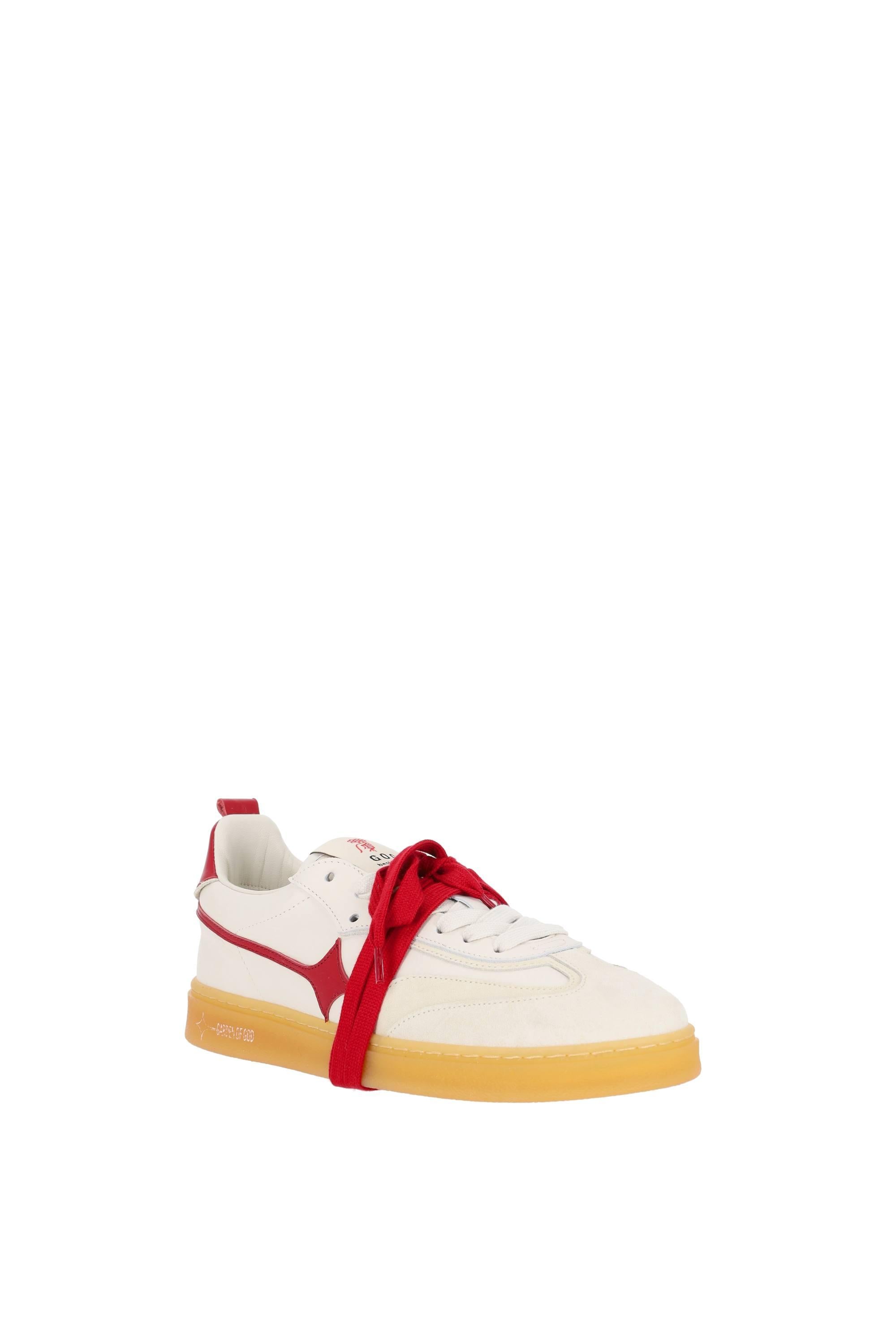 Garden of God Sneaker in pelle e camoscio con dettagli rosso mod. Earth EARTH/2 WHITE/DARK RED 