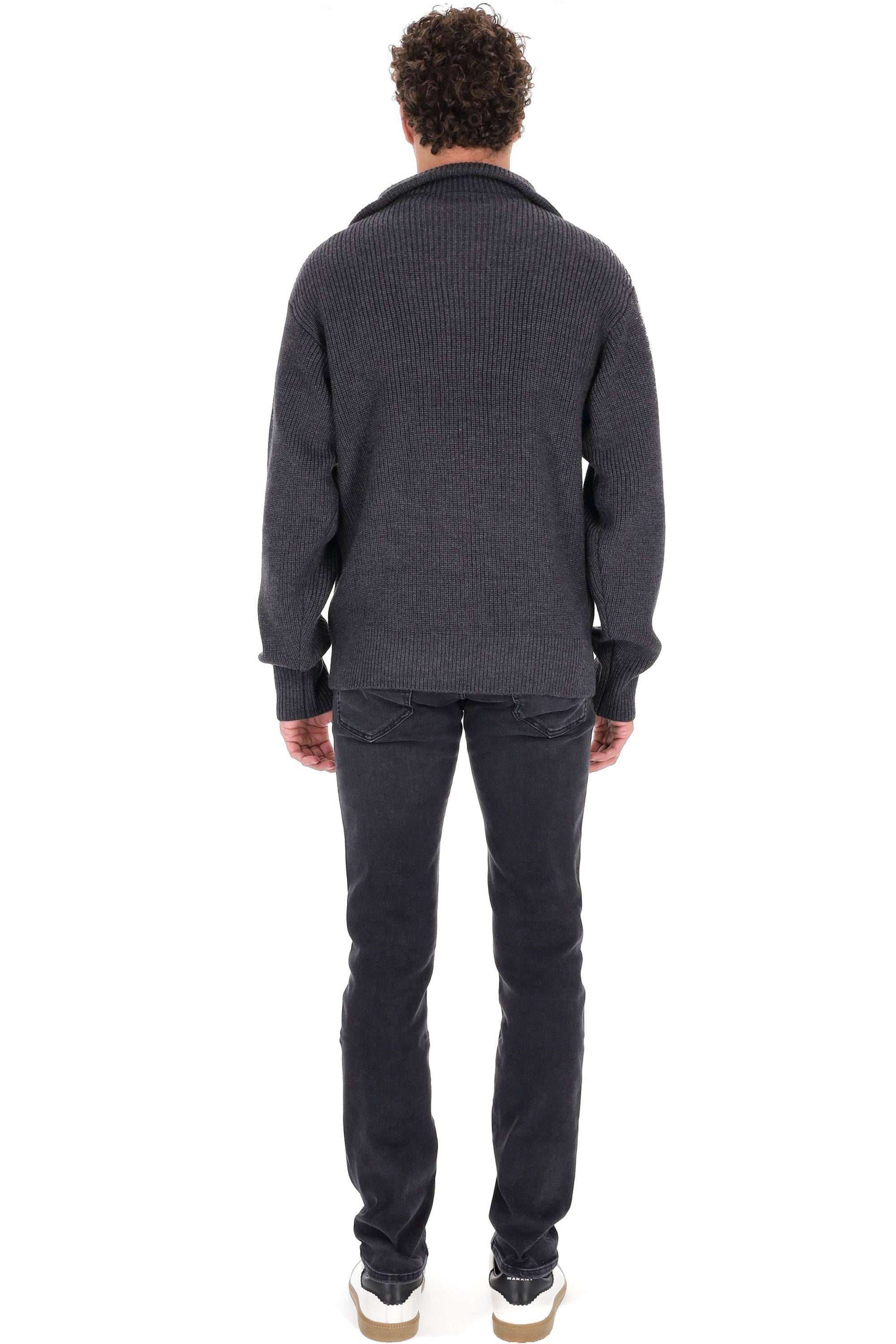 Officine Générale Maglia ciclista in pura lana merino a costa inglese MKNT314 HEATHER ANTHRACITE 