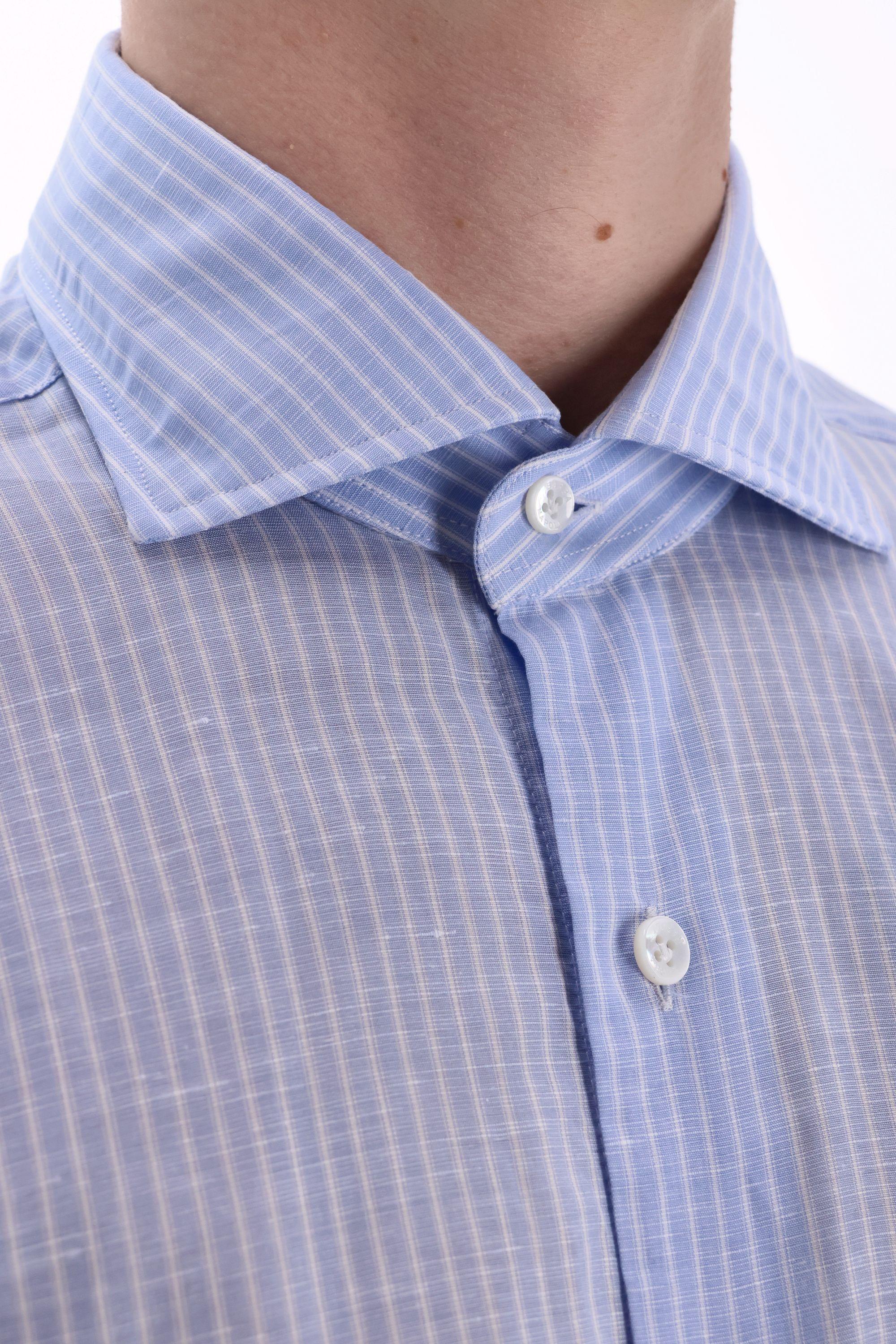 Camicia sartoriale bacchetata in lino-cotone linea Culto K1U13P0147126.U 0001 Barba 