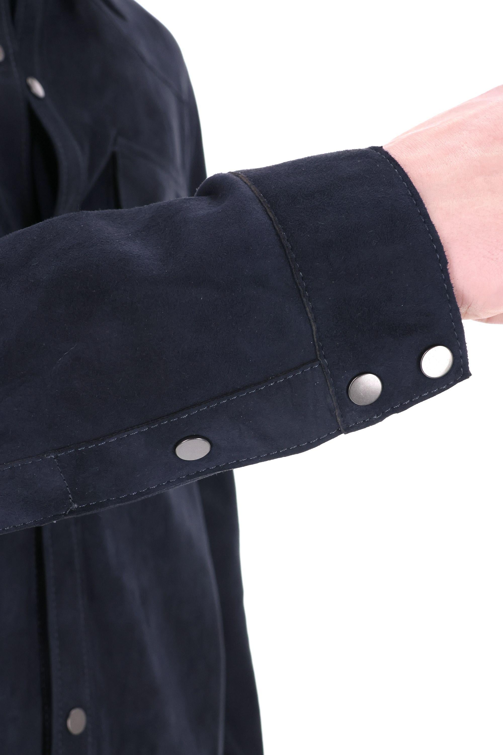 Salvatore Santoro Overshirt superlight in camoscio 48571-U-2 NAVY 