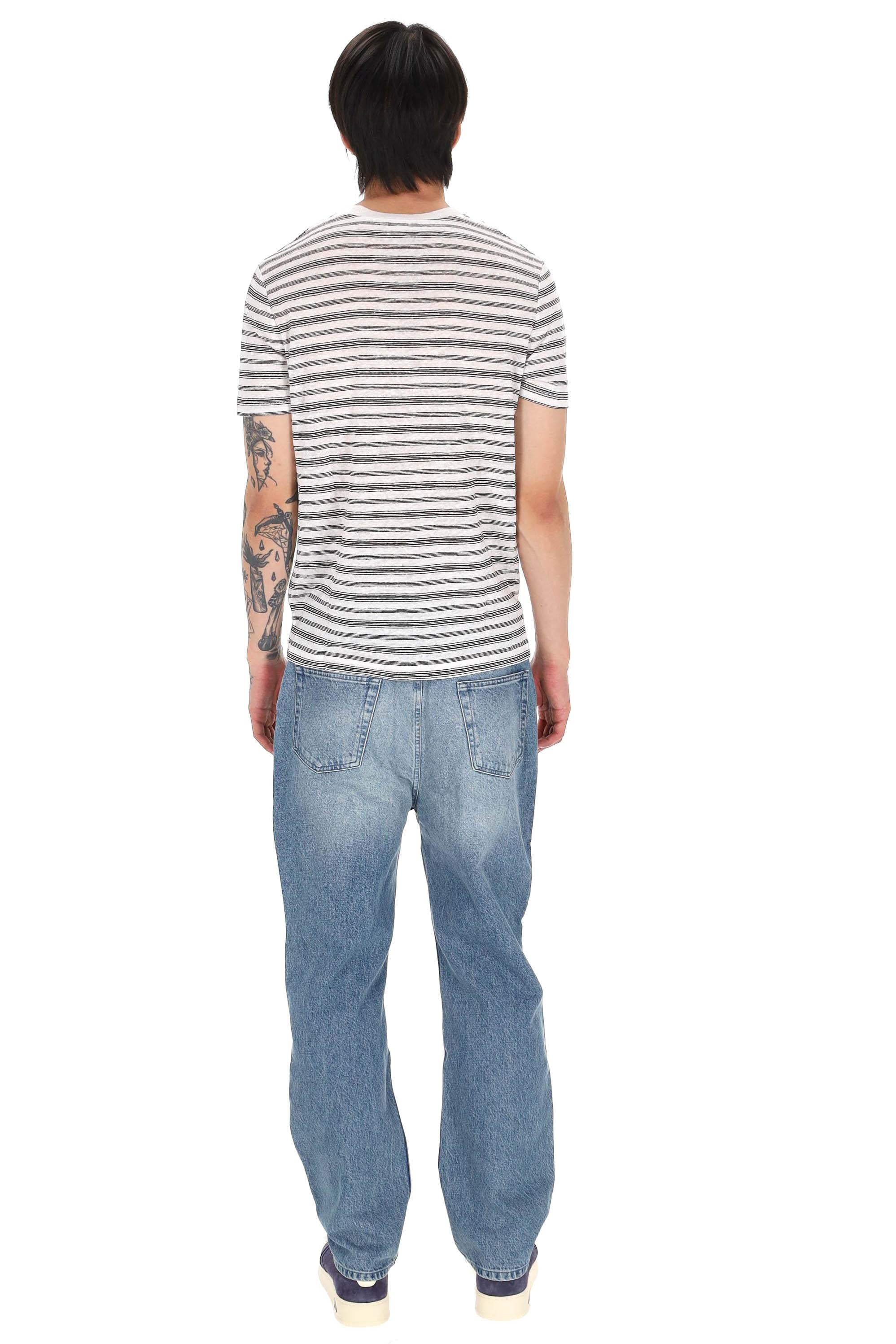 A.P.C. T-shirt rigata in lino mod. Raye LIAEZ-H26566 CAA-MARRON 