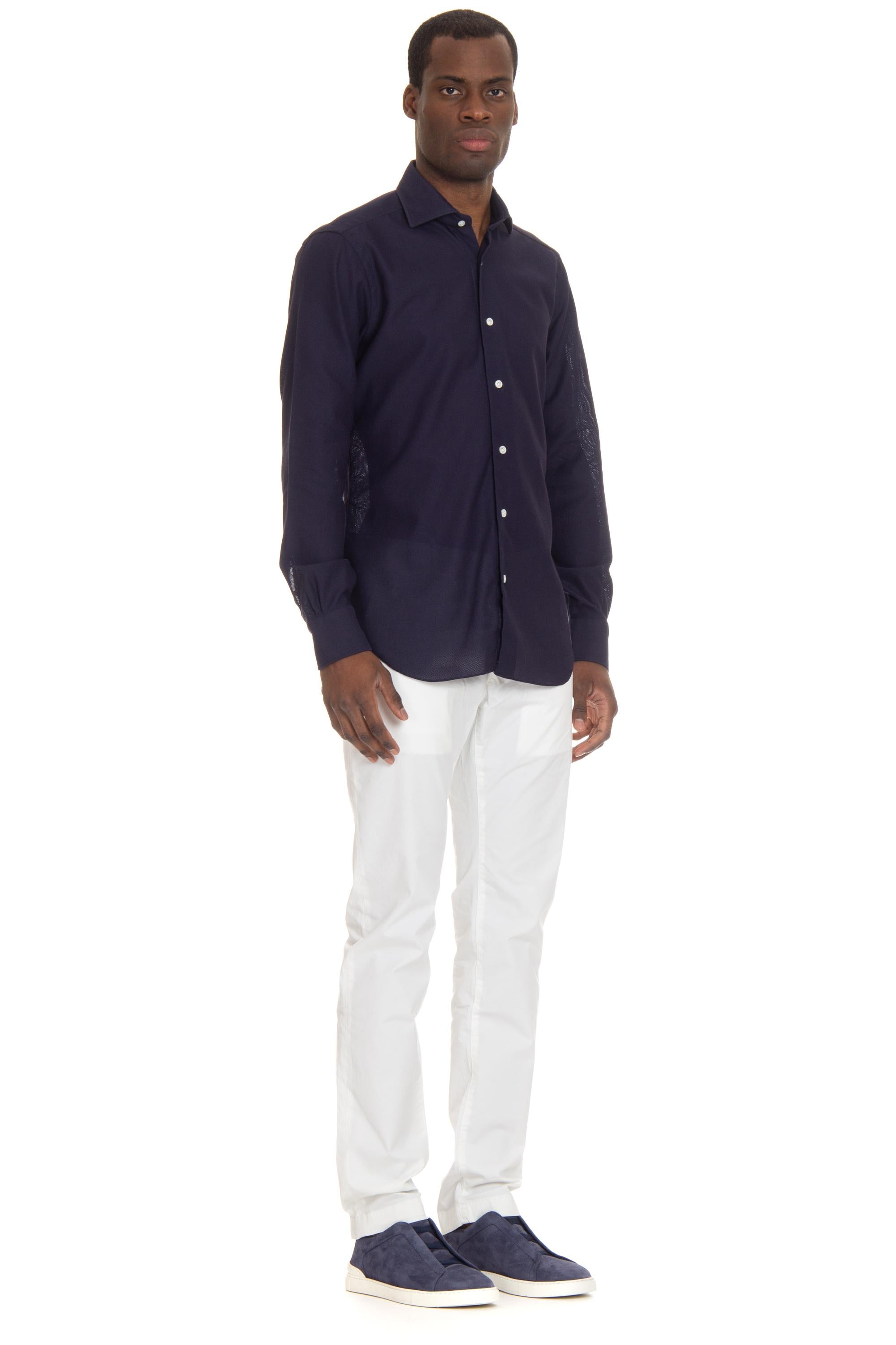Camicia sartoriale a nido d'ape stretch Etichetta Culto K1U13P0140108.U/2 0003 Barba 