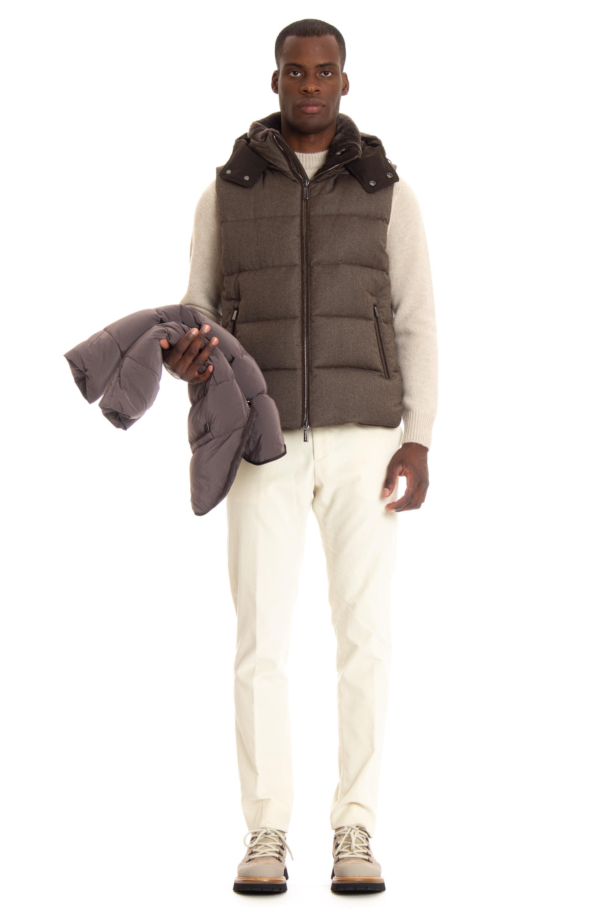 Piumino bimateriale con maniche staccabili mod. casciano-fur CASCIANO-FUR-OSL V1141 Moorer 