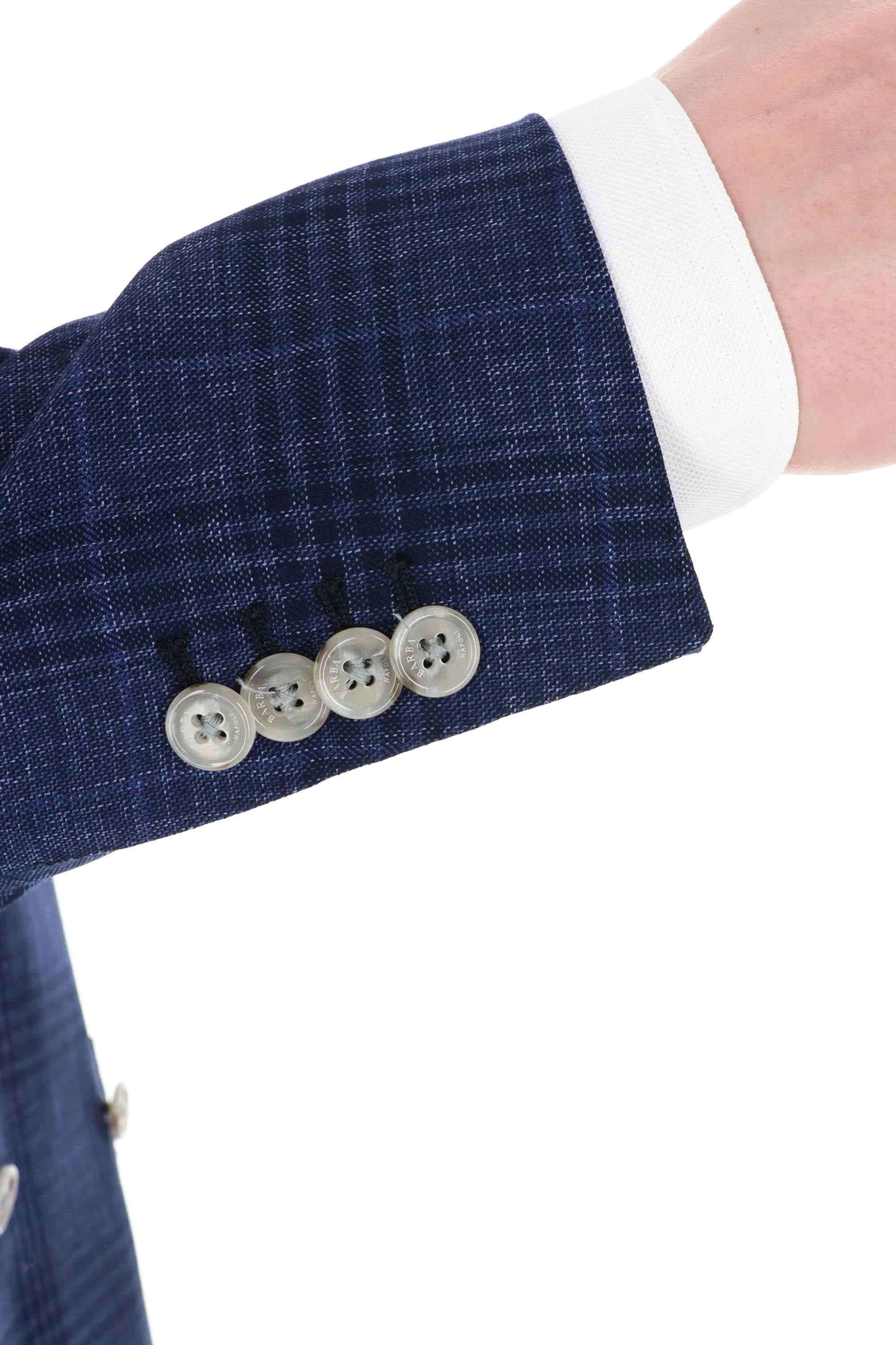 Barba Giacca sartoriale doppiopetto in lana vergine Principe di Galles DP_48046 0001 