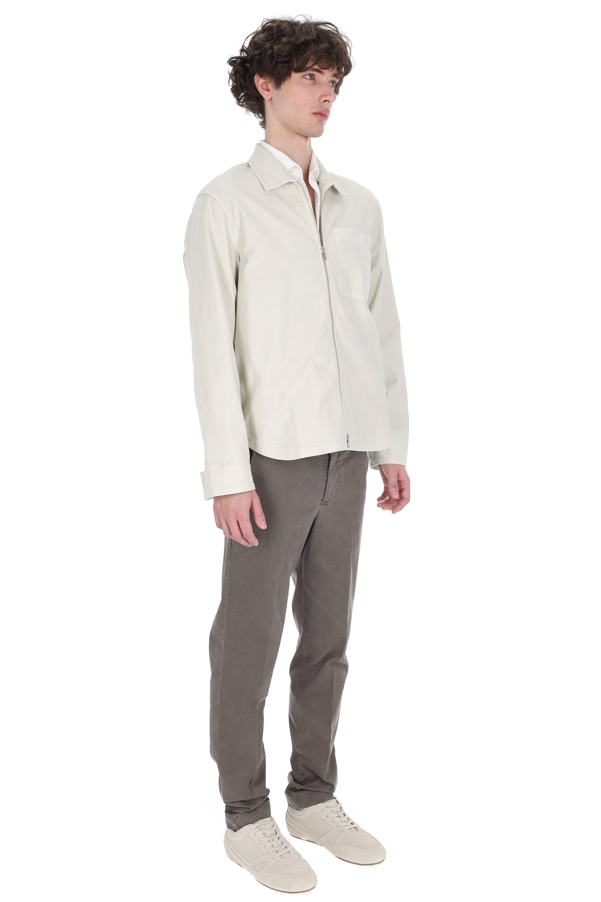 Officine Générale Overshirt full zip in twill di cotone/lyocell mod. Malo MOVS070 MOON 