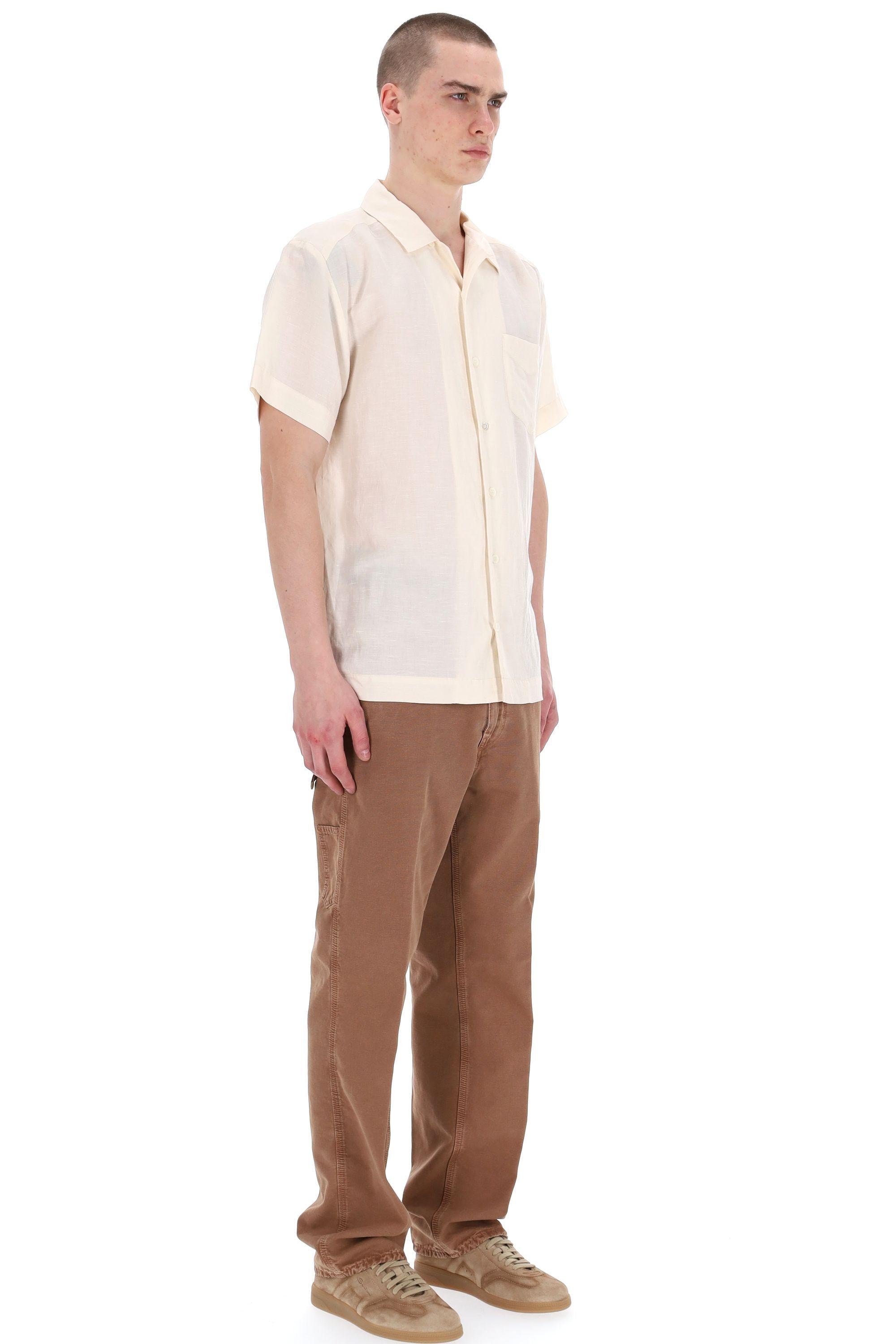 A.P.C. Camicia in viscosa-lino collo bowling VIALV-H12608 AAD 