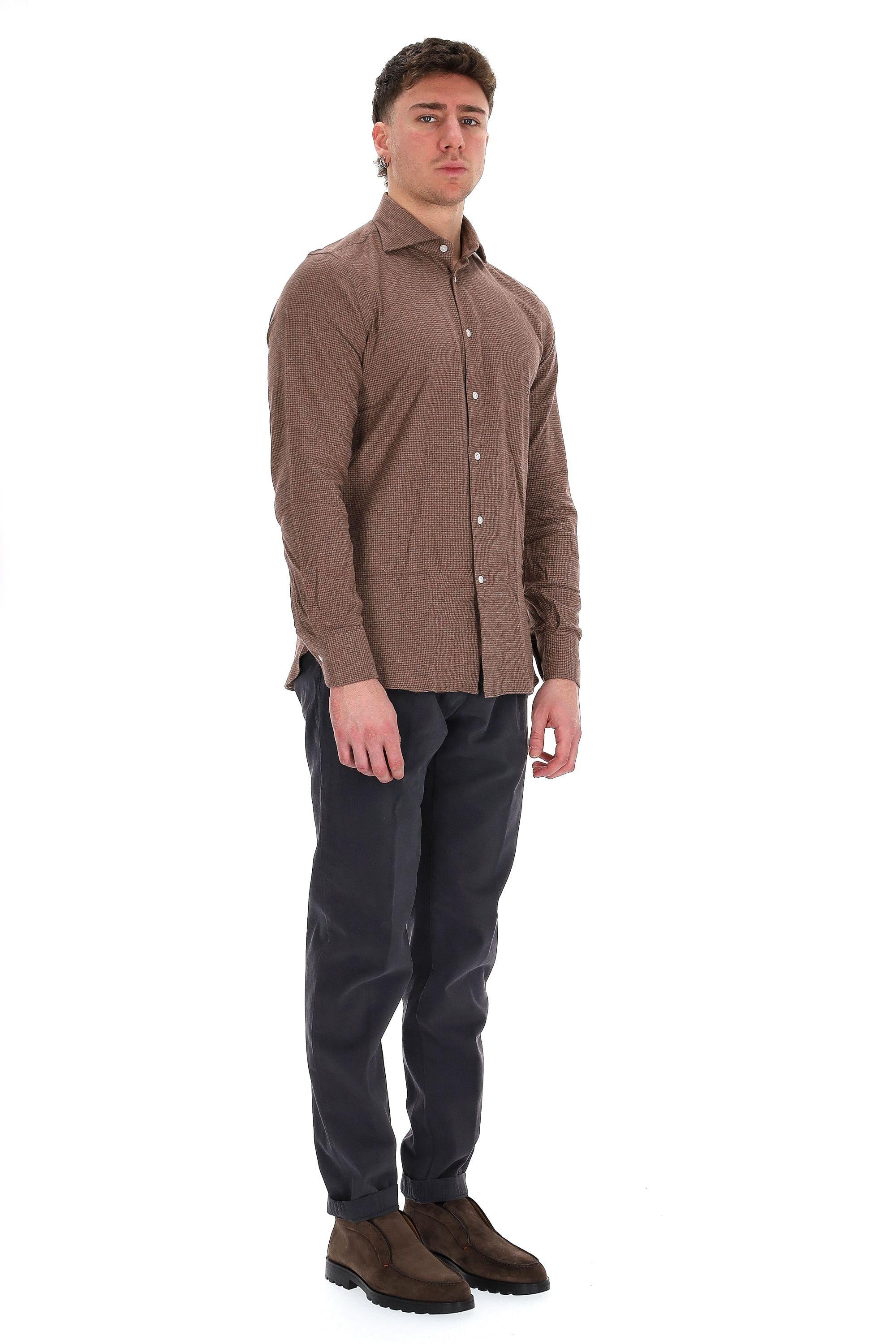 Borriello Camicia sartoriale in flanella pied de poule 19067 4 