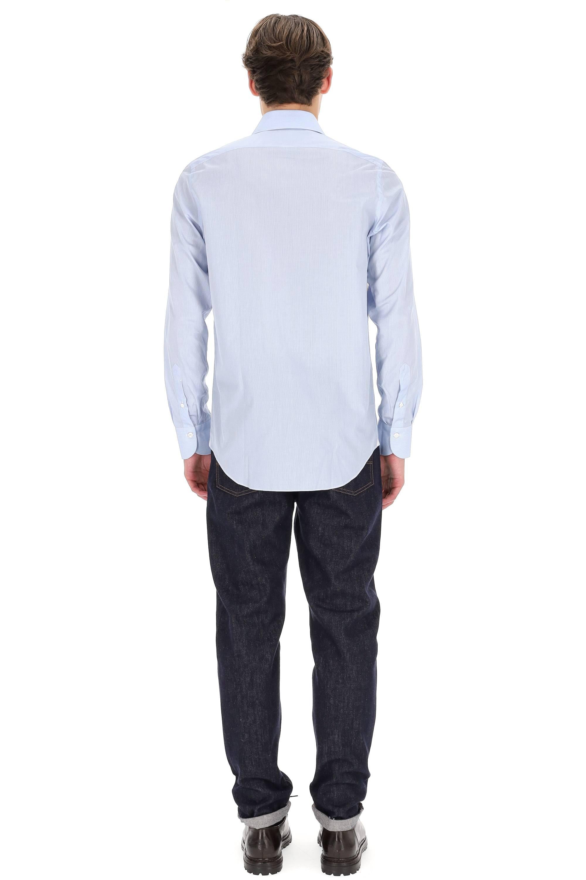 Finamore Camicia sartoriale micro quadretto in cotone Giza 170's Milano 170/2M-140136-C0007Z 01 