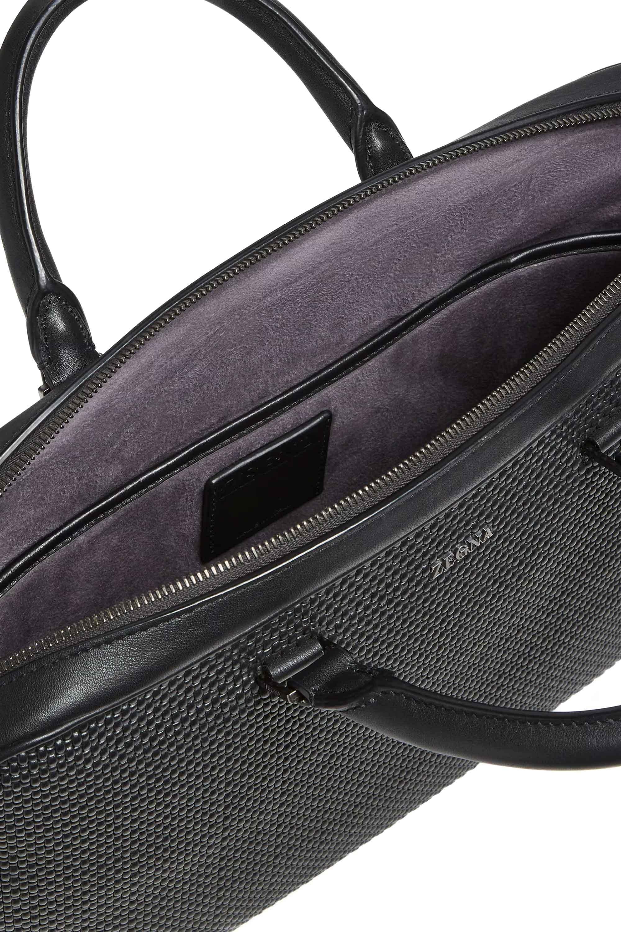 Business bag in pelle tessuta LHPTB C1904Z NER Zegna 