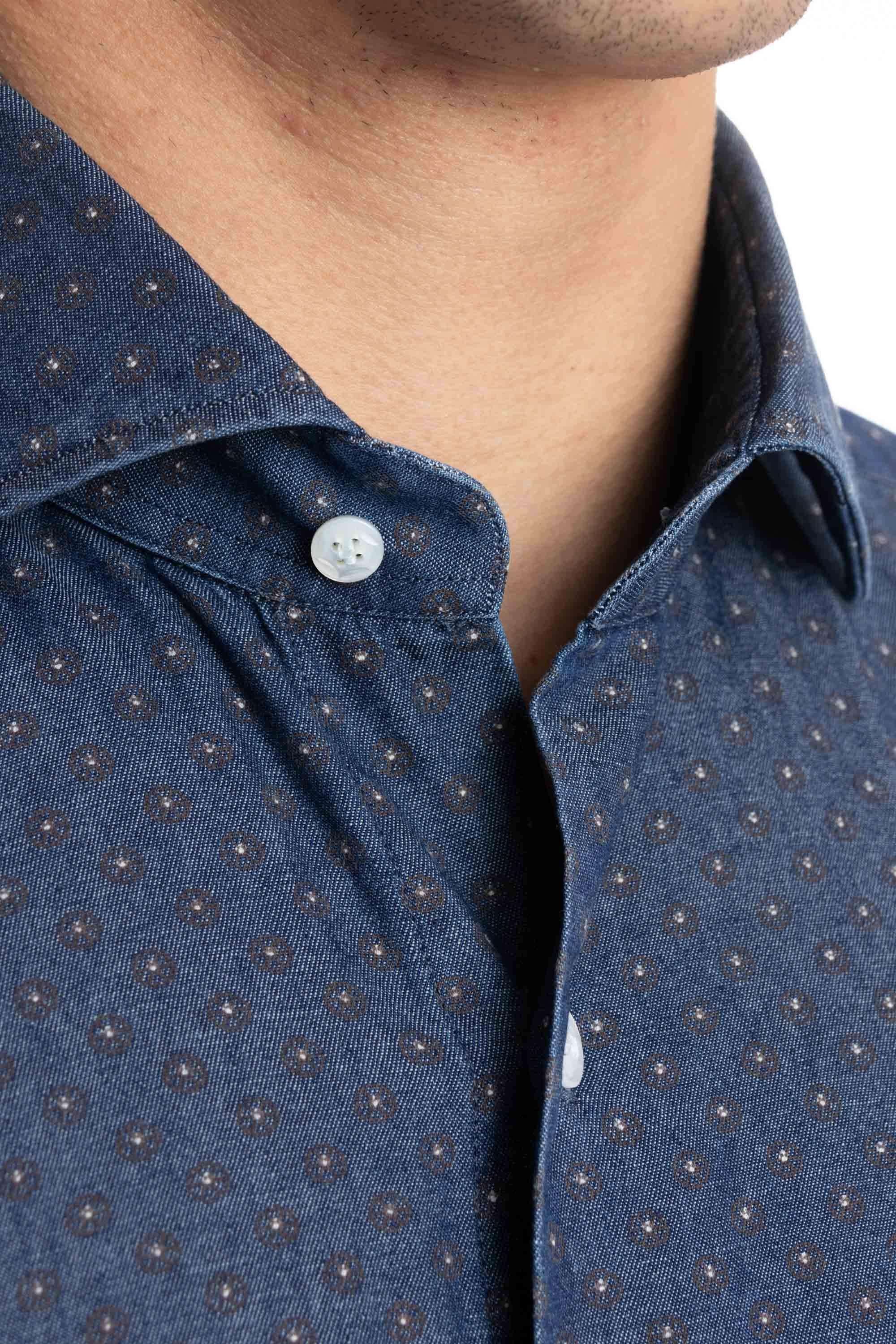Camicia in denim micro fantasia linea Dandylife LIU13P0144043.U 0001 Barba 