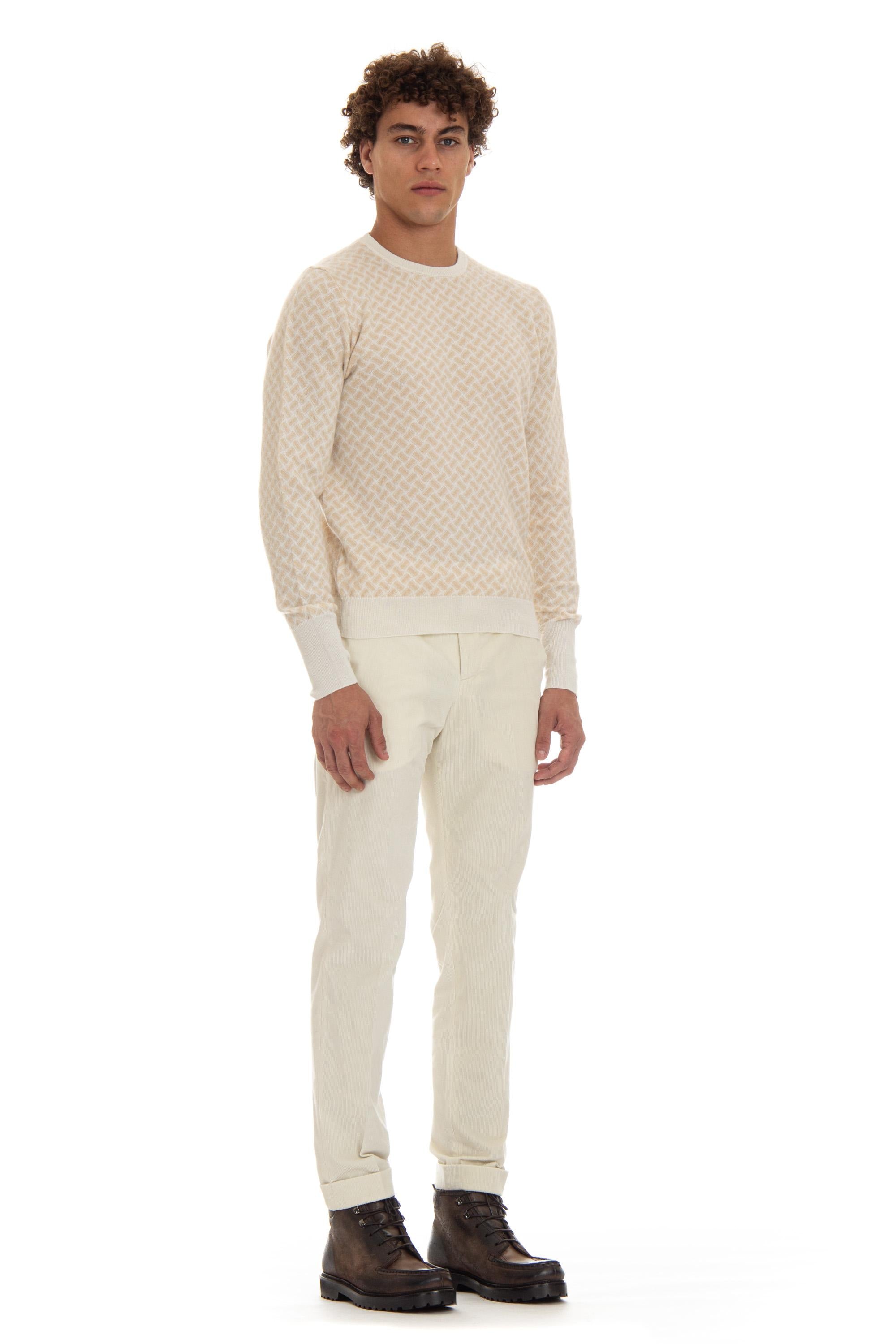 Maglia girocollo fantasia biscottino in cashmere D2K103.5 RB19 Drumohr 