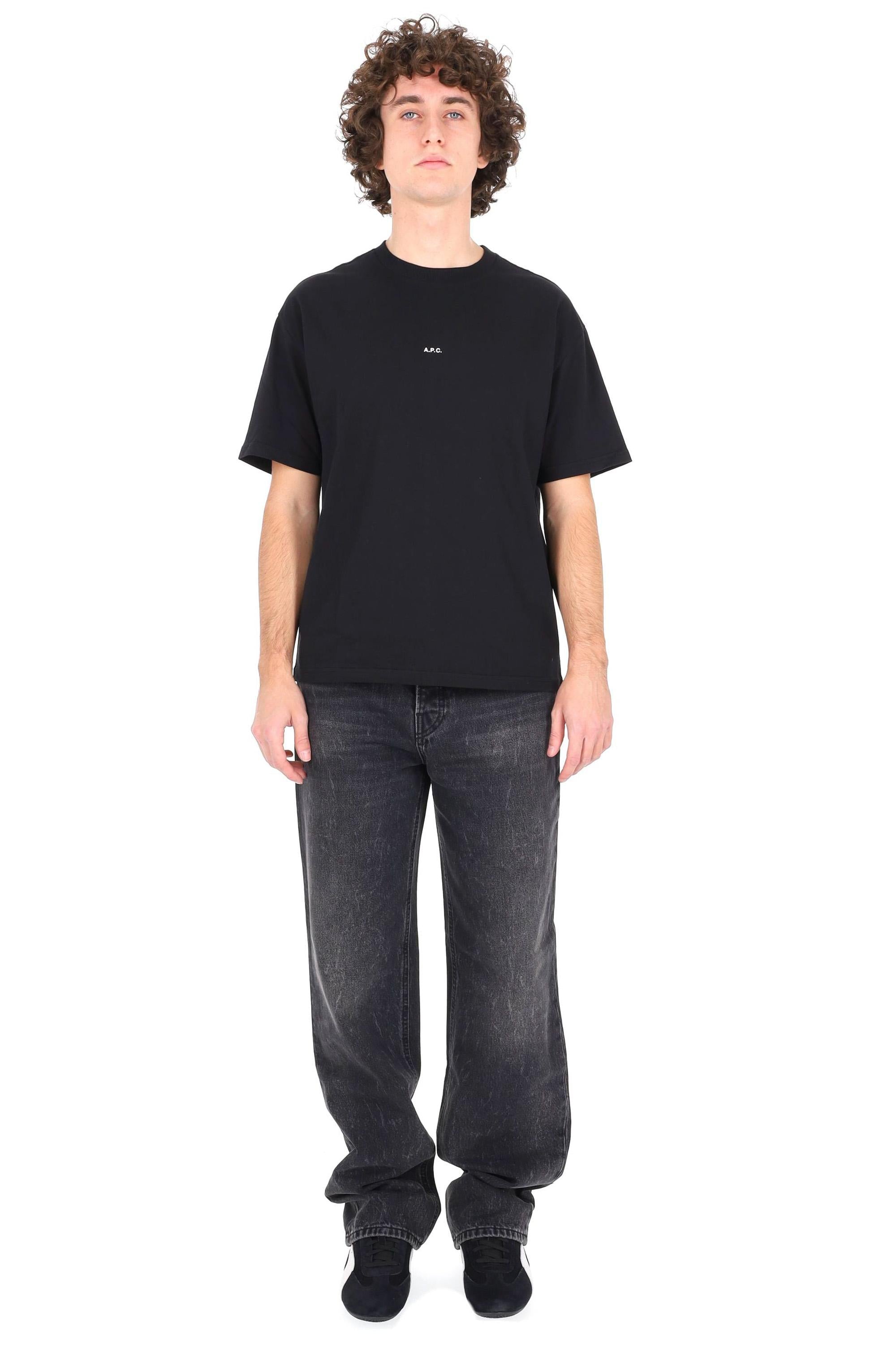 A.P.C. T-shirt in cotone con logo centrale COHBW-H26386 TZC-NOIR/BLANC 