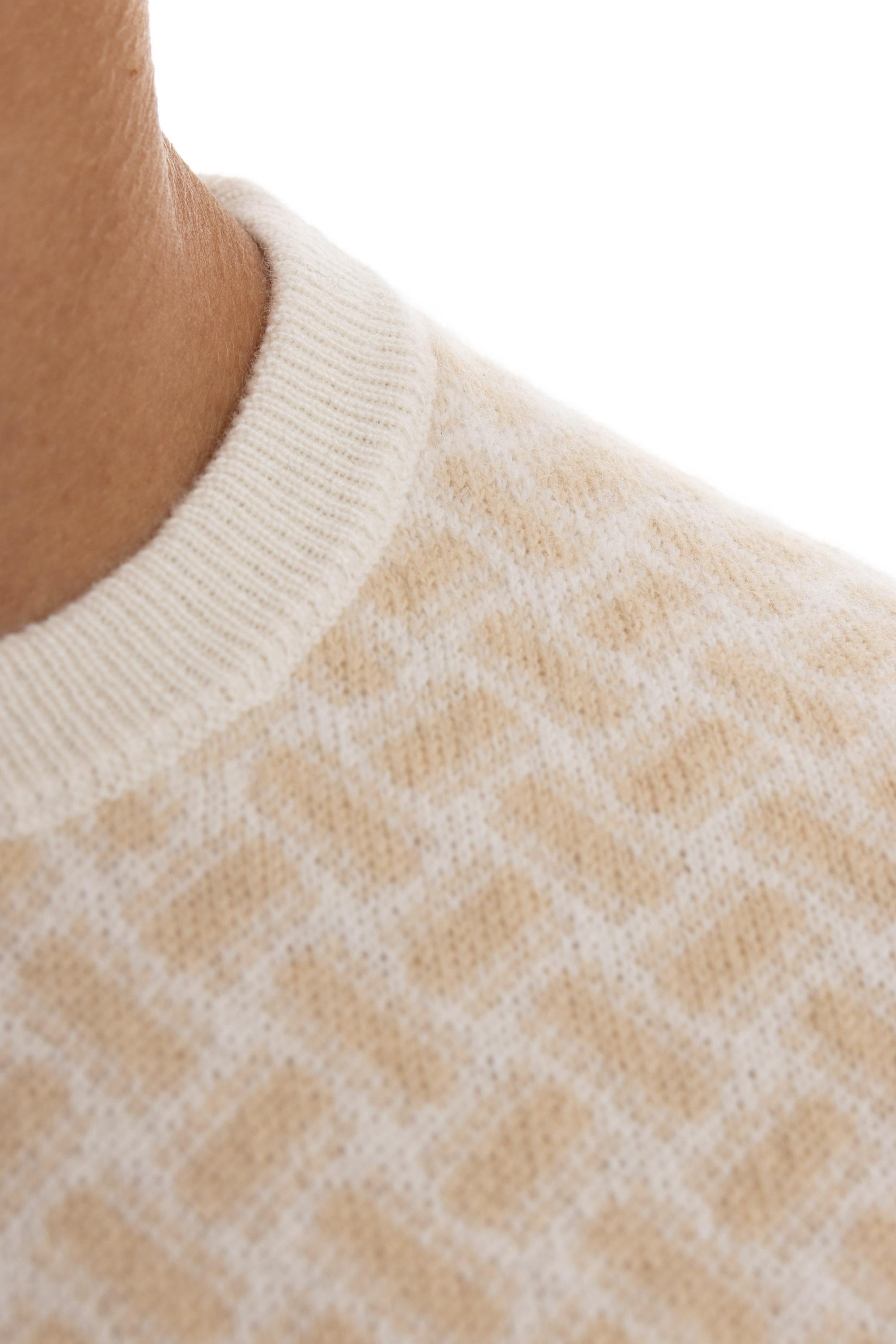 Maglia girocollo fantasia biscottino in cashmere D2K103.5 RB19 Drumohr 