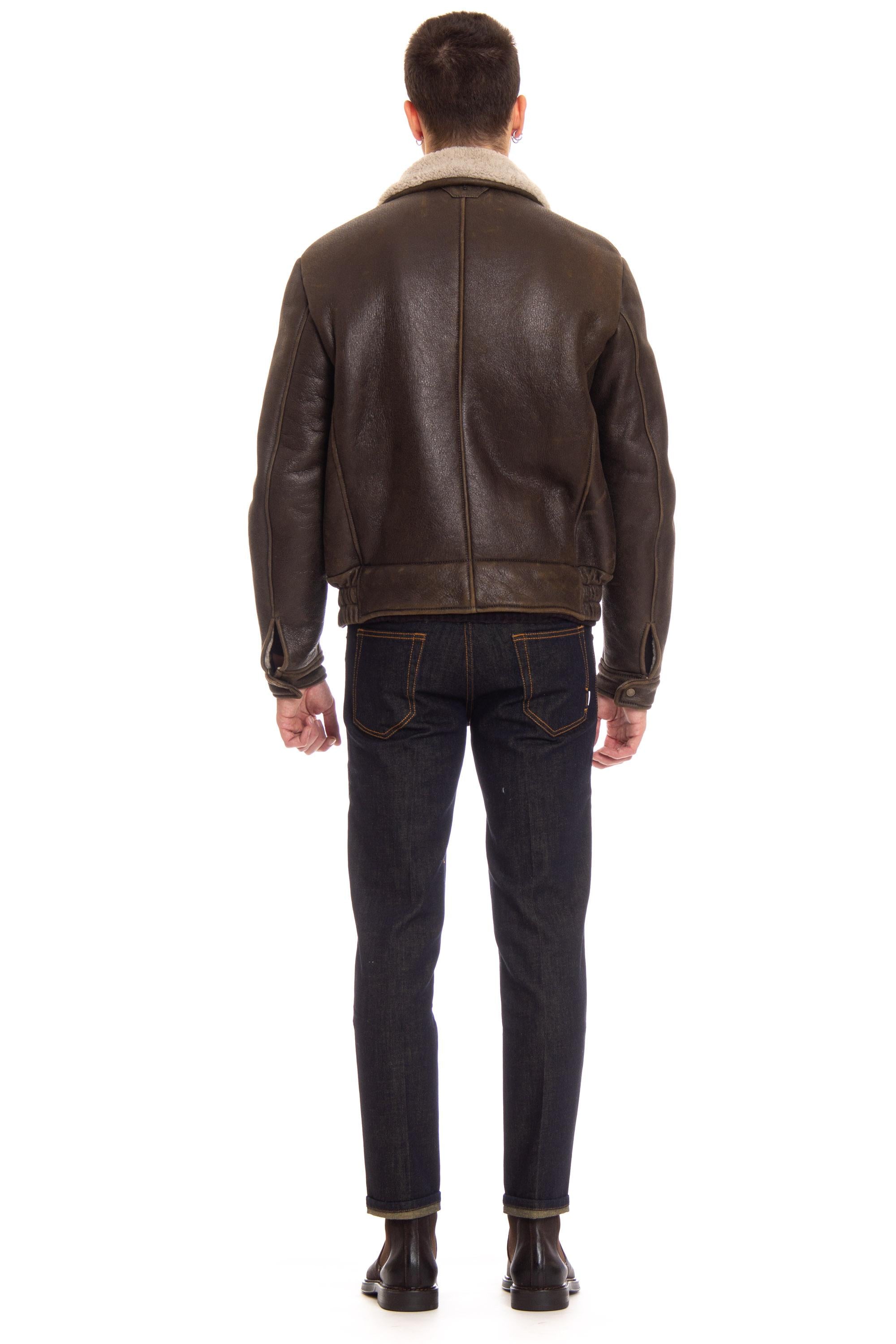 Montone artigianale con zip e collo camicia 45523-U ASFALTO Salvatore Santoro 