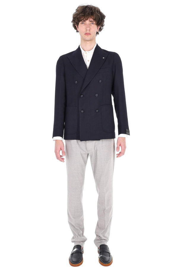 Double-breasted resca jacket in virgin wool mod. Montecarlo