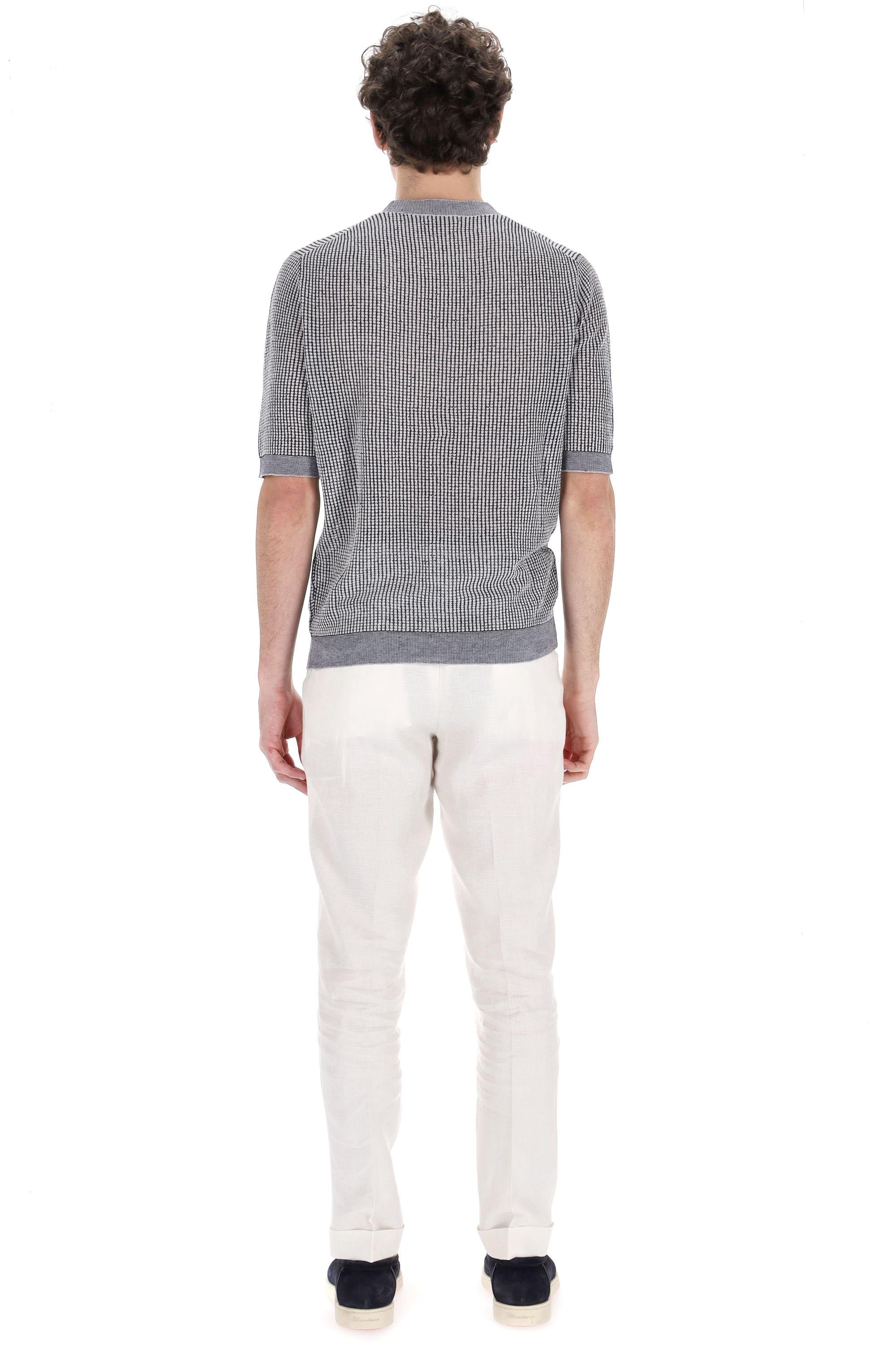 Ballantyne T-shirt jacquard in cotone-lino B2W229 14CZ9 98012 