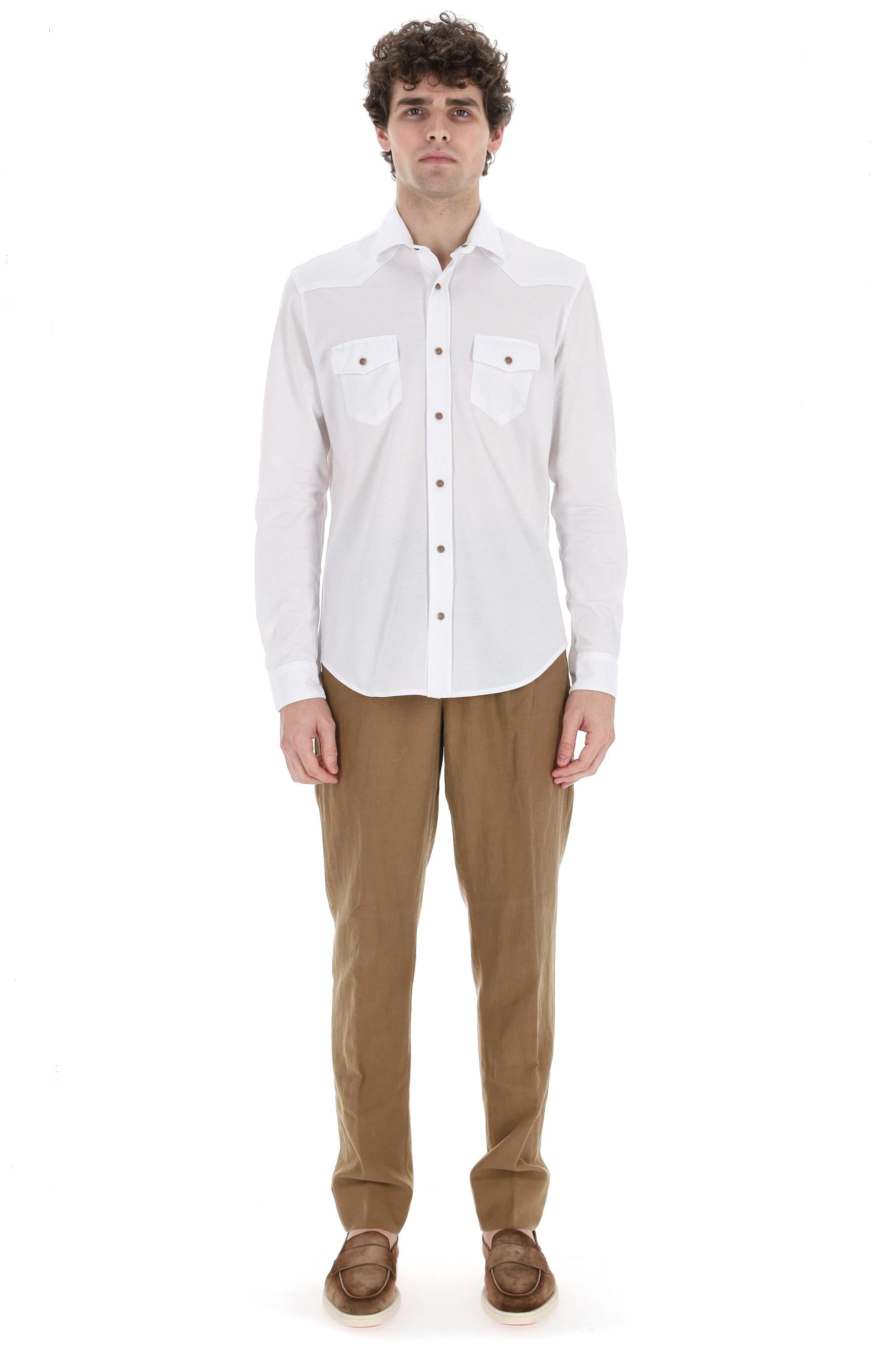 Camicia texana in piquet di cotone X75CAMJ13 TES0I090 01 Eleventy 