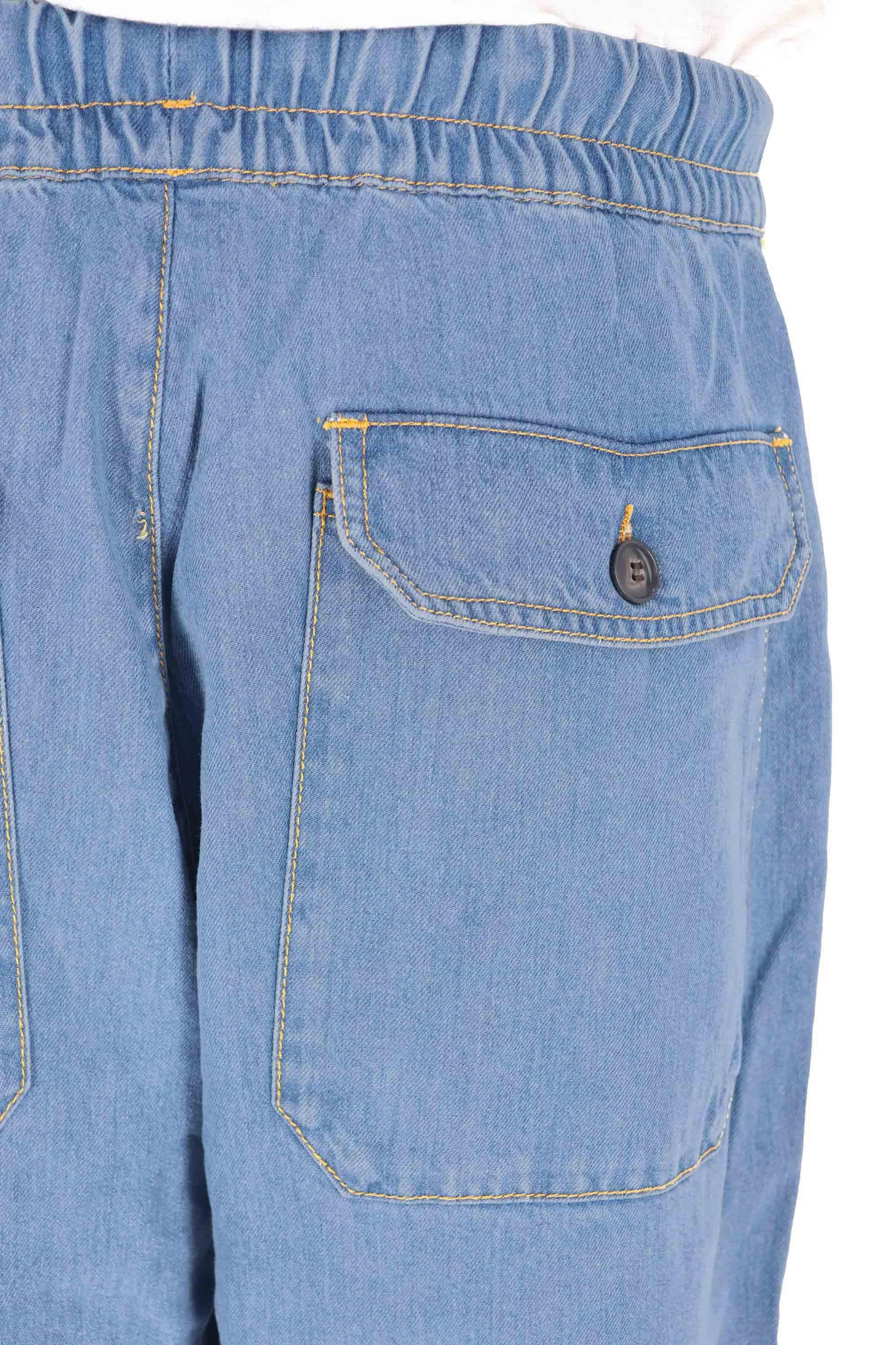 Officine Générale Jeans in lyocell con corda ed elastico mod. Ferry MCHN700 MID BLUE 