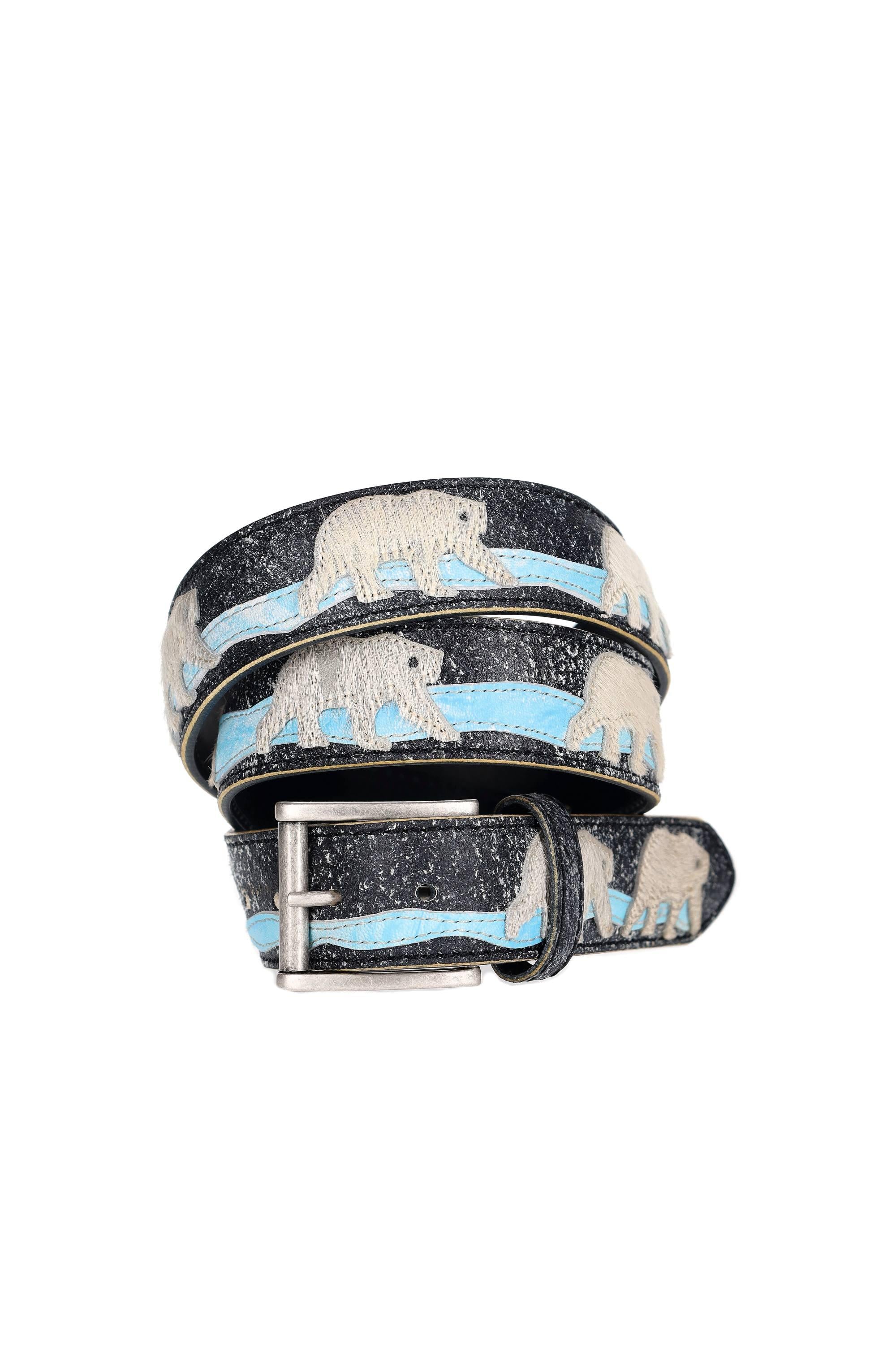 Artigianato Italiano Cintura artigianale in pelle e cavallino "Orsi Polari" ORSI POLARI MLTCLR 